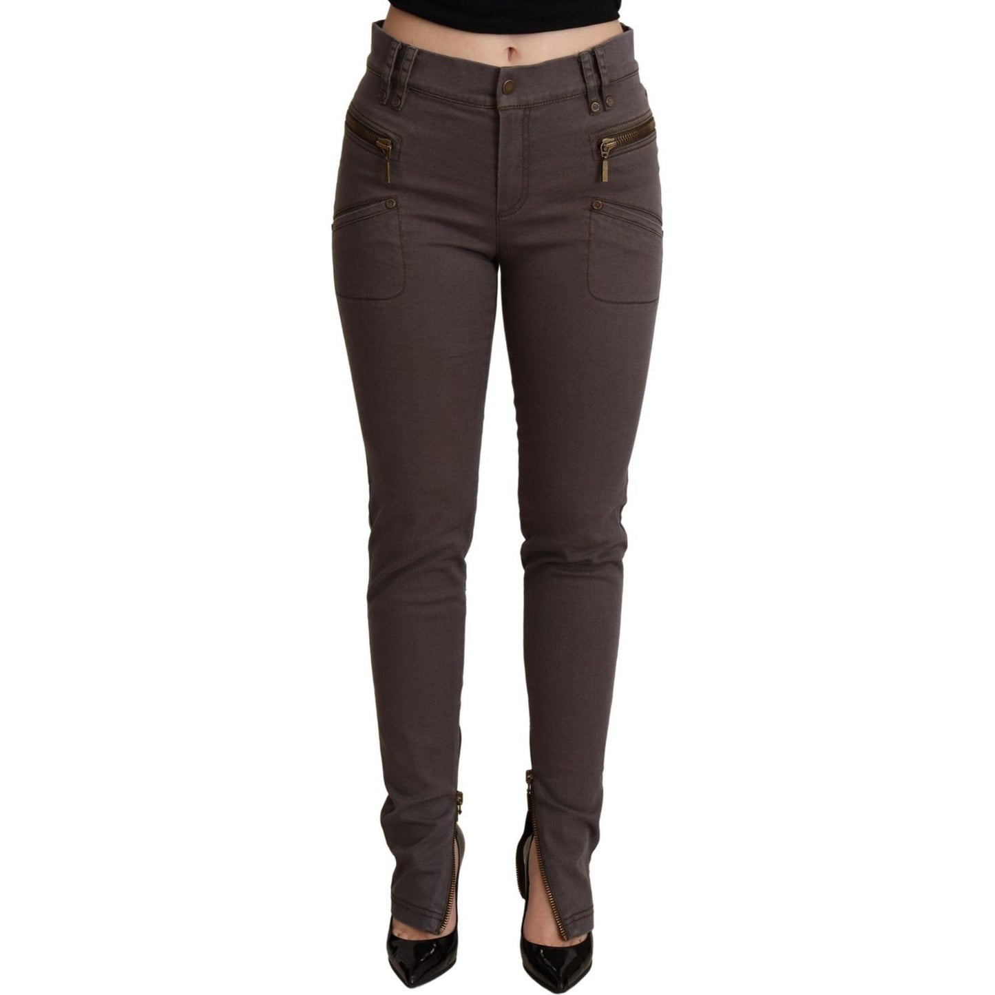 PLEIN SUD Chic Brown Slim-Fit Skinny Jeans PLEIN SUD Dark Slate Gray