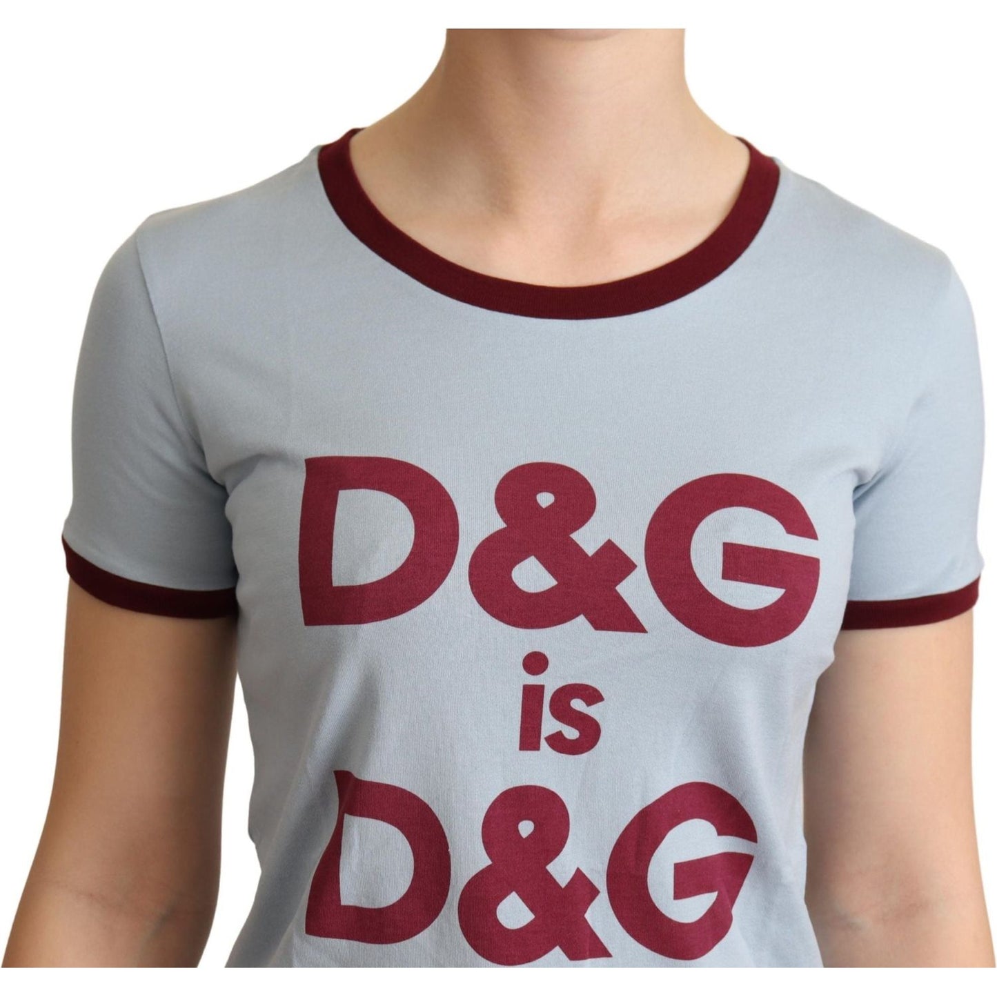 Dolce & Gabbana Elegant Blue Crewneck Cotton Tee WOMAN T-SHIRTS Dolce & Gabbana Gray