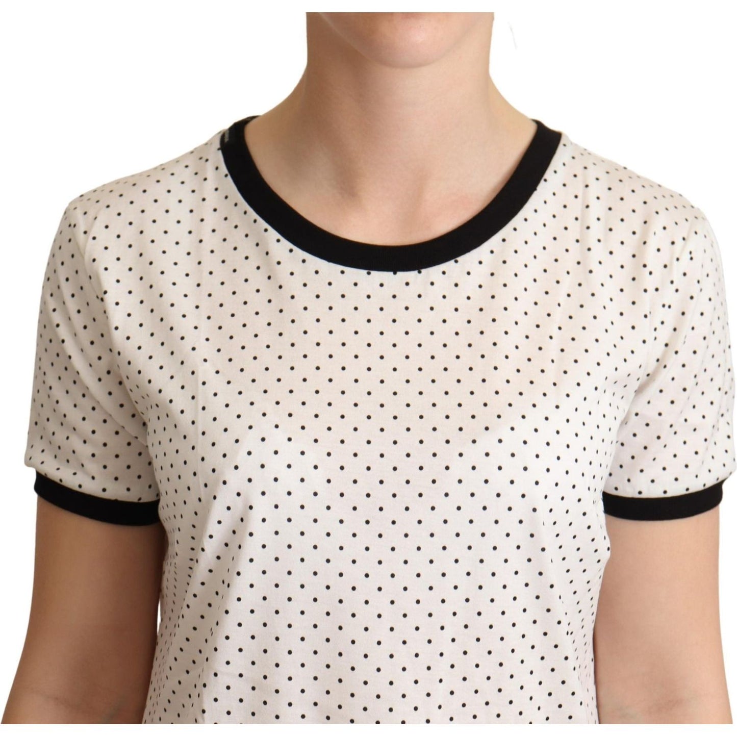 Dolce & Gabbana Polka Dot Crewneck Cotton Tee Dolce & Gabbana Light Gray