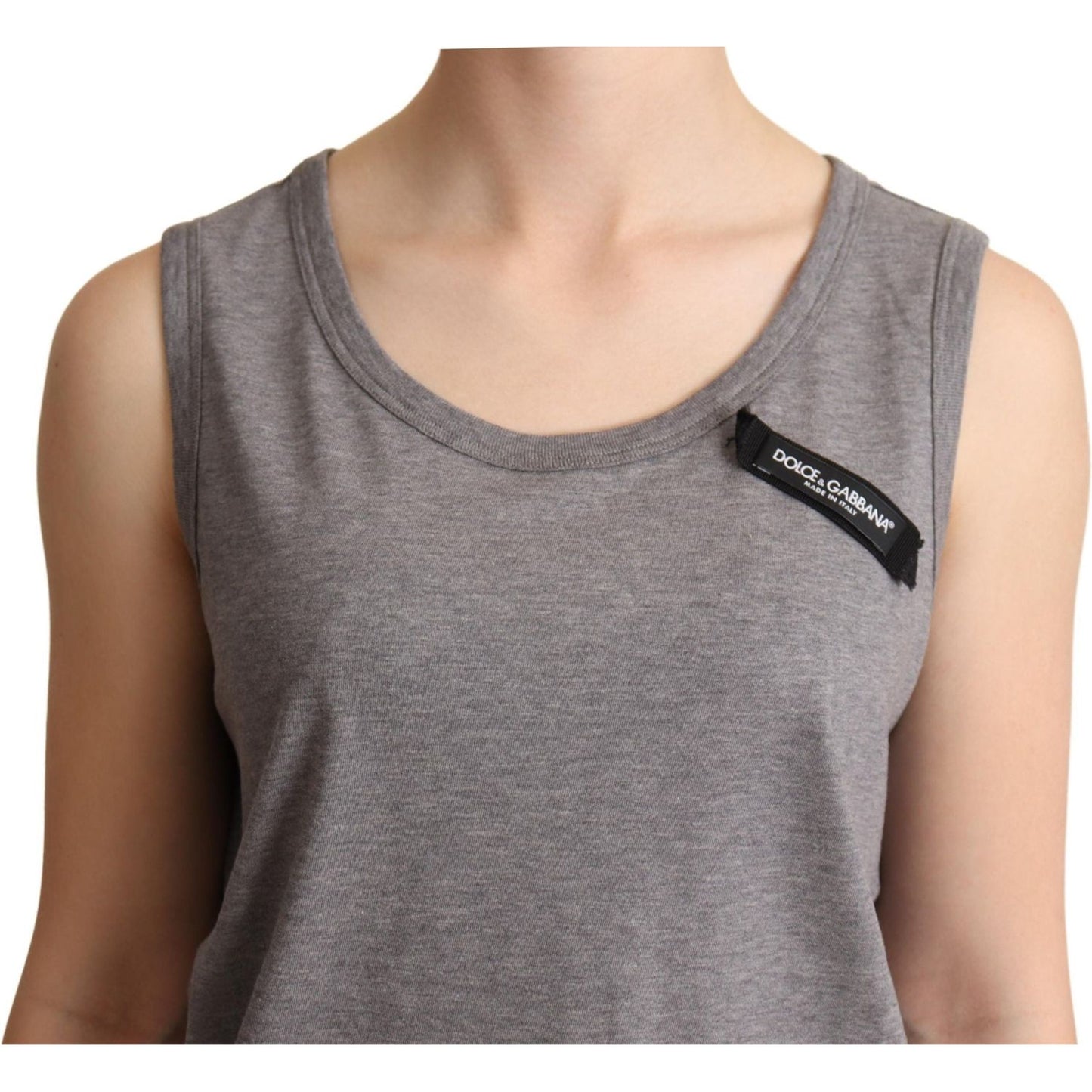 Dolce & Gabbana Elegant Gray Cotton Jersey Sleeveless Tank Dolce & Gabbana Slate Gray