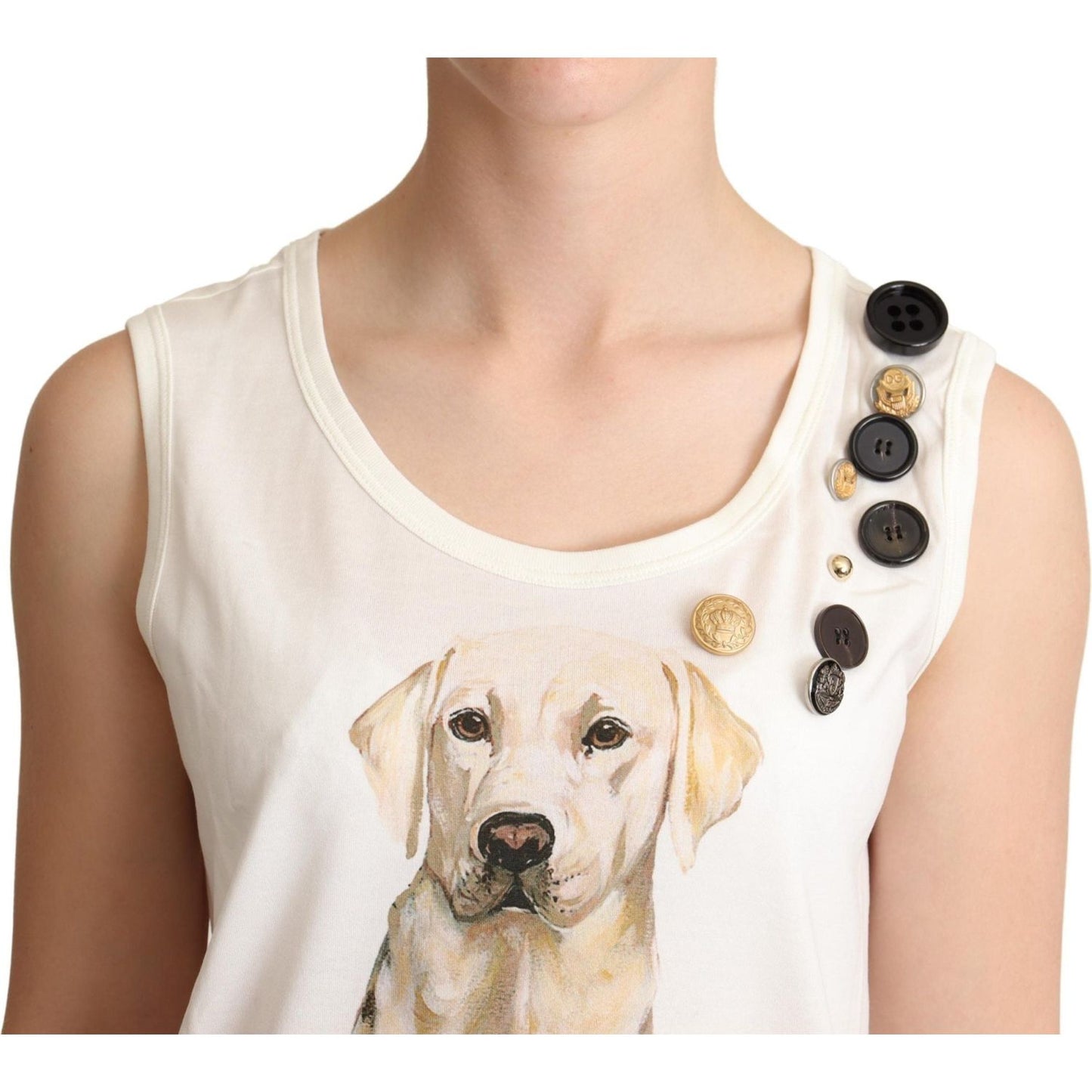 Dolce & Gabbana Chic Canine Floral Sleeveless Tank Dolce & Gabbana Wheat