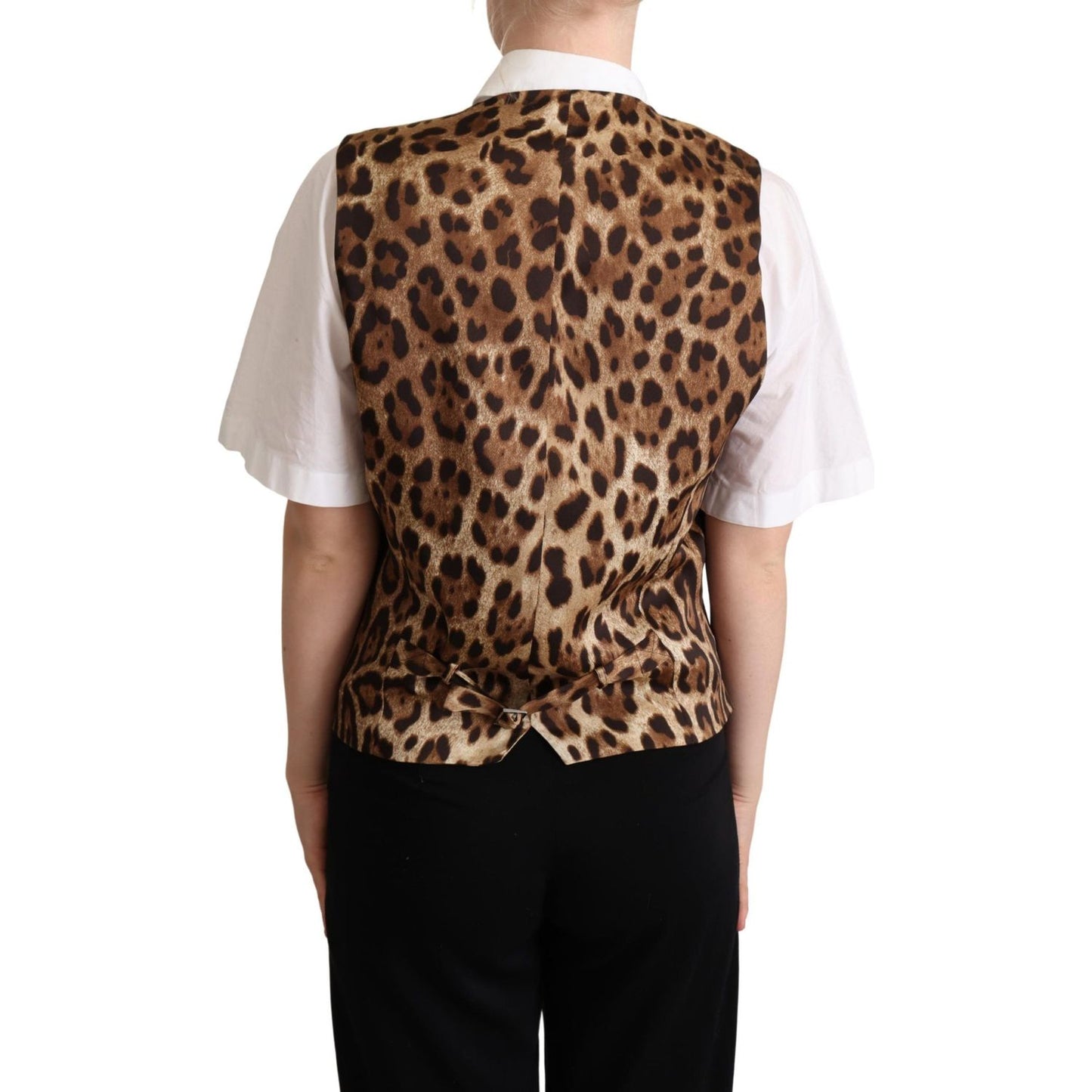 Dolce & Gabbana Elegant Leopard Print Sleeveless Vest Dolce & Gabbana Gray