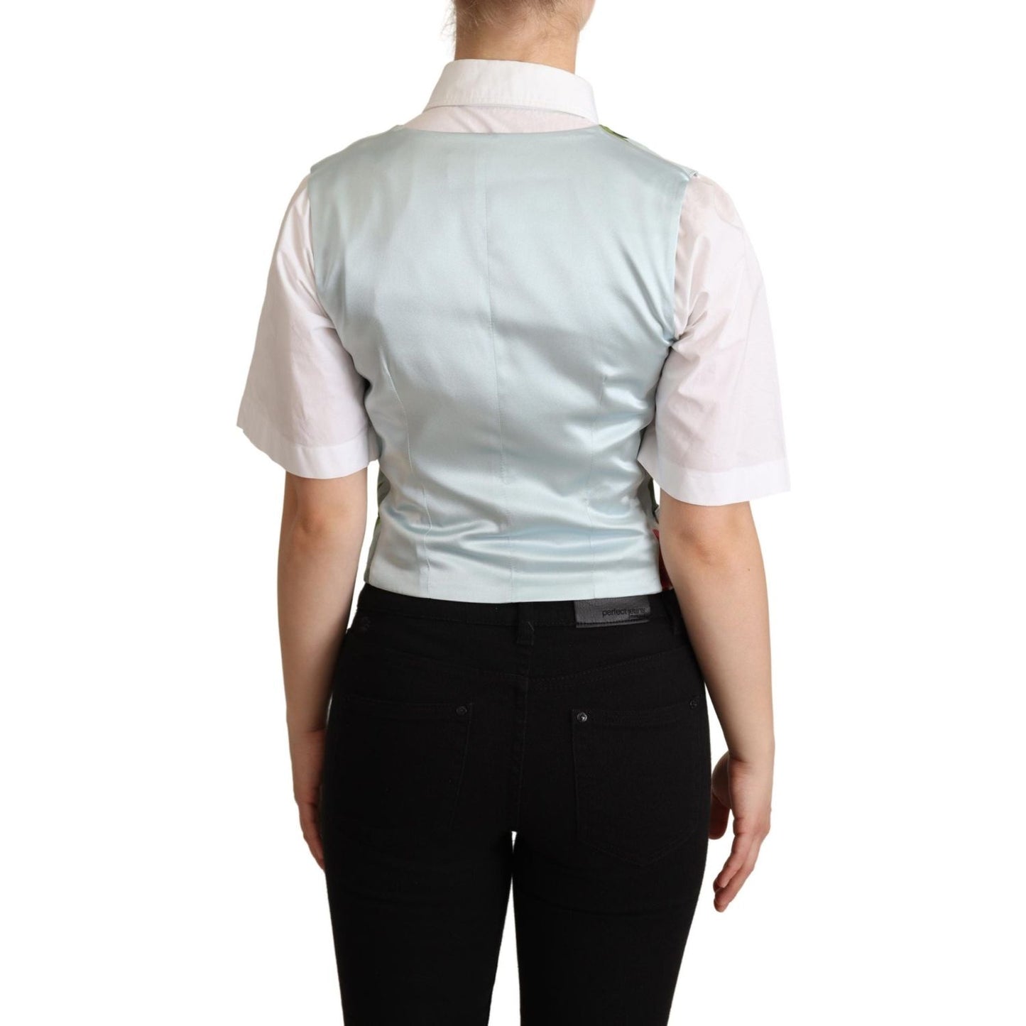 Dolce & Gabbana Elegant Floral Print Silk Waistcoat Dolce & Gabbana Black