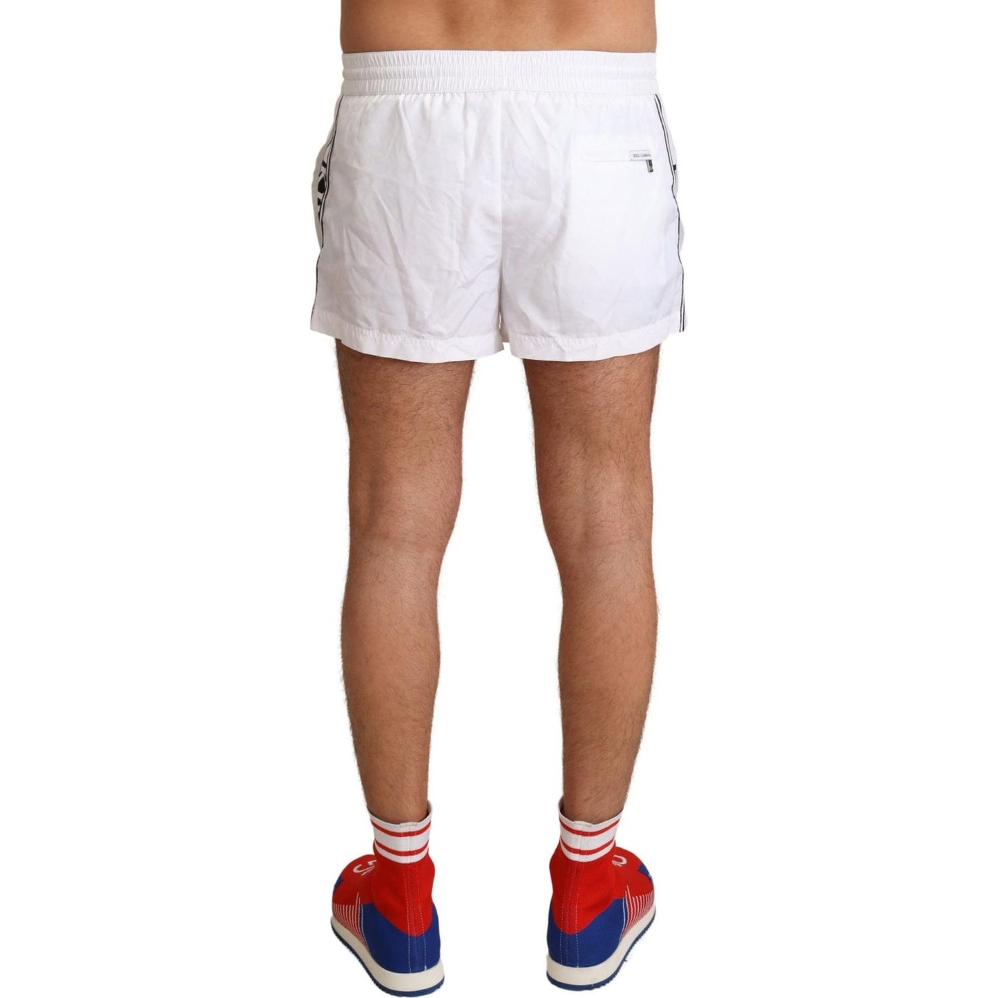 Dolce & Gabbana Elegant White KING Motive Swim Trunks Dolce & Gabbana Light Gray