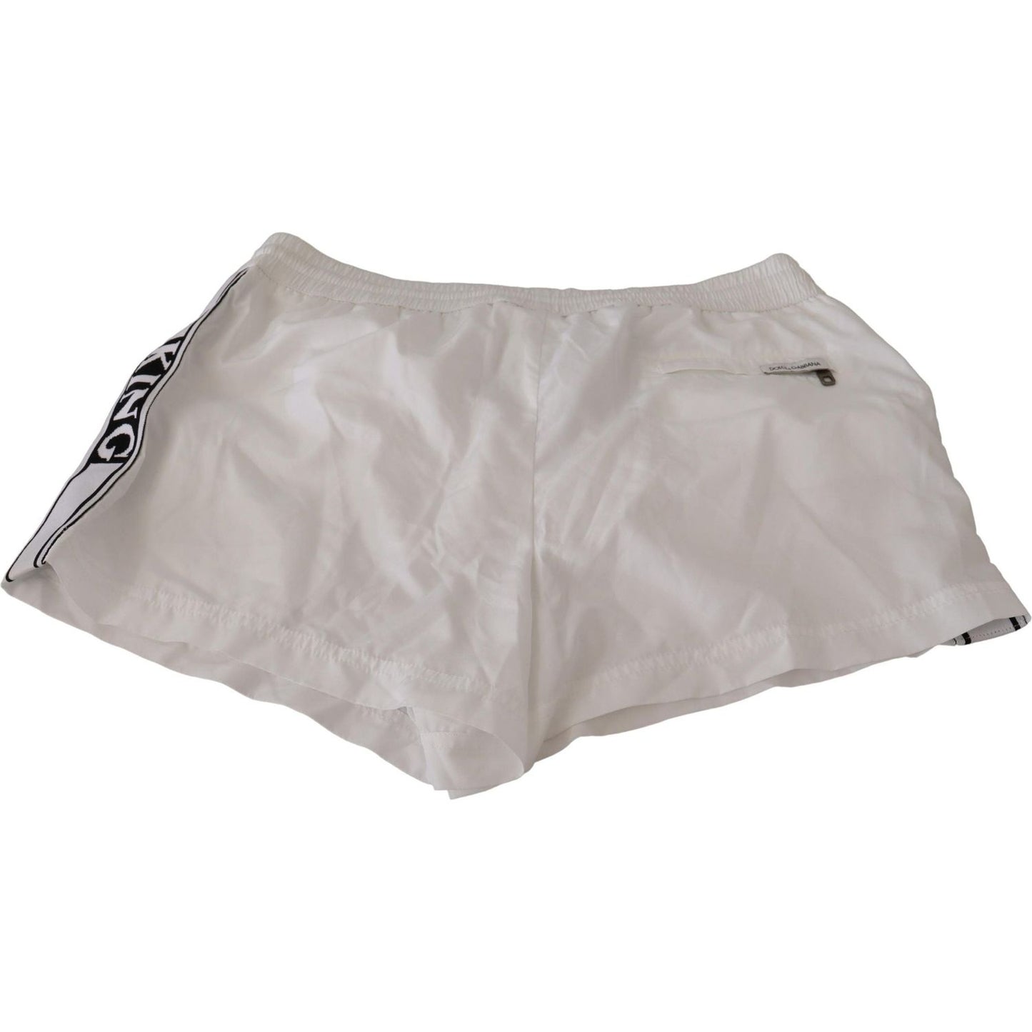 Dolce & Gabbana Elegant White KING Motive Swim Trunks Dolce & Gabbana Dark Gray