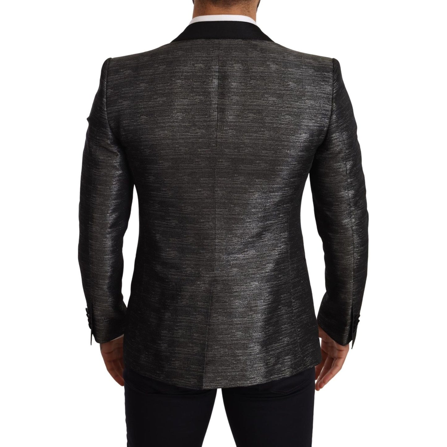 Dolce & Gabbana Metallic Gray Jacquard Slim Fit Blazer Dolce & Gabbana Dark Slate Gray