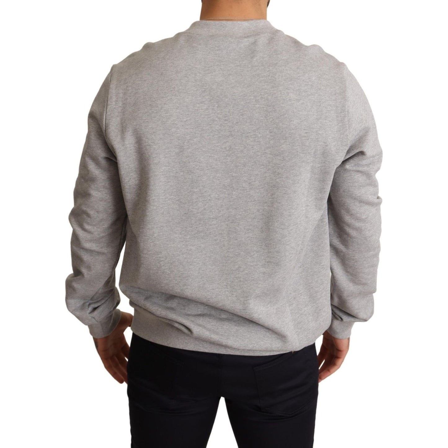 Dolce & Gabbana Regal Crown Cotton Sweater - Sophisticated Gray MAN SWEATERS Dolce & Gabbana Dark Gray