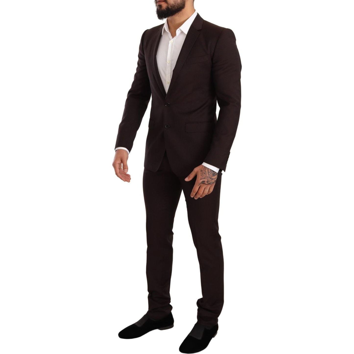 Dolce & Gabbana Elegant Bordeaux Striped Martini Suit Suit Dolce & Gabbana Black
