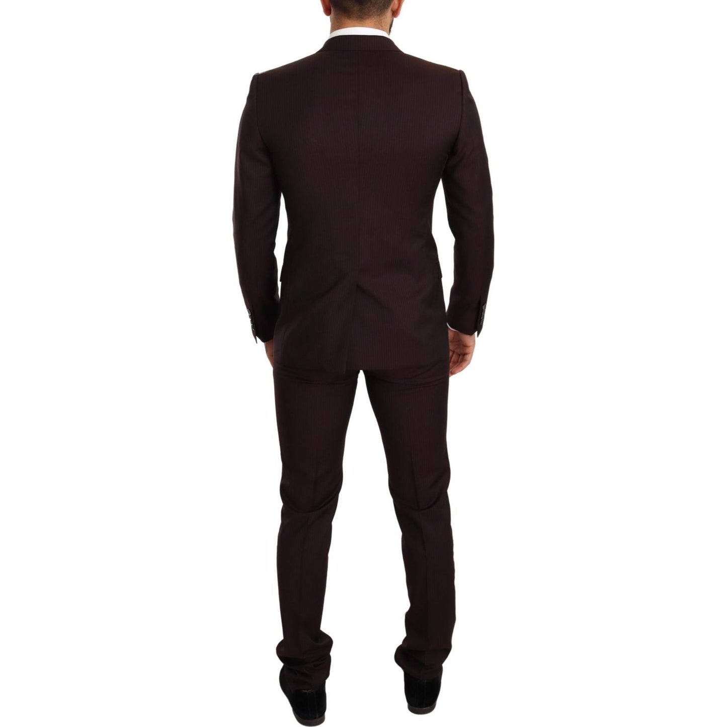 Dolce & Gabbana Elegant Bordeaux Striped Martini Suit Suit Dolce & Gabbana Black