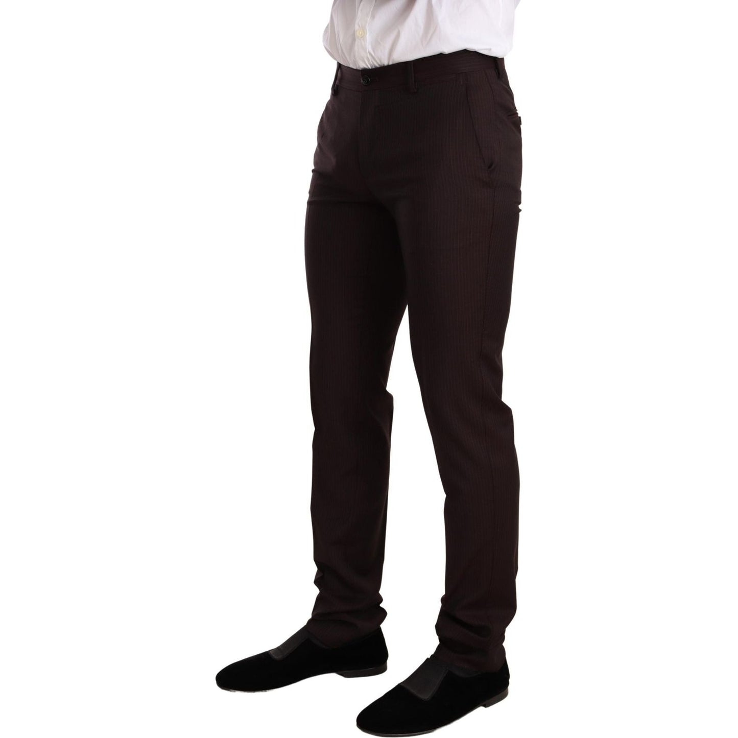 Dolce & Gabbana Elegant Bordeaux Striped Martini Suit Suit Dolce & Gabbana Black