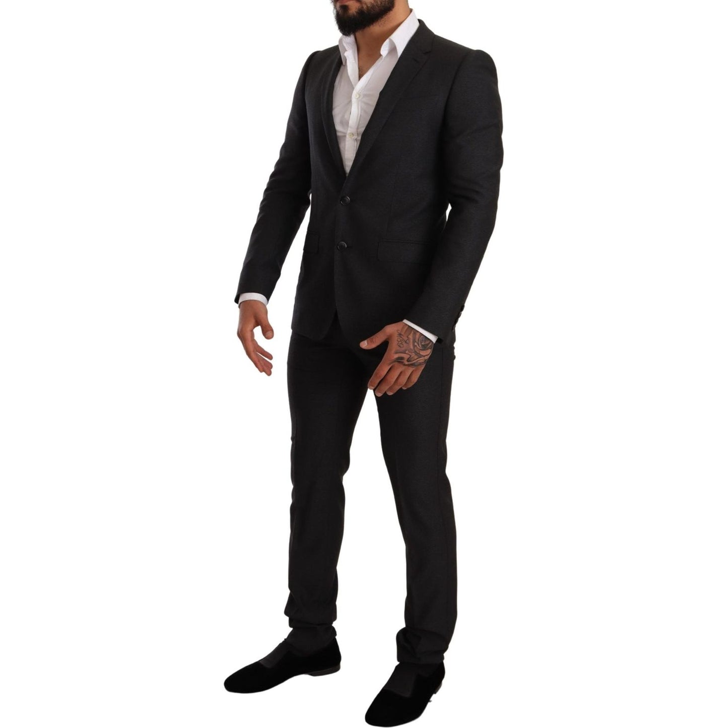 Dolce & Gabbana Elegant Gray Martini Wool Suit Suit Dolce & Gabbana Black