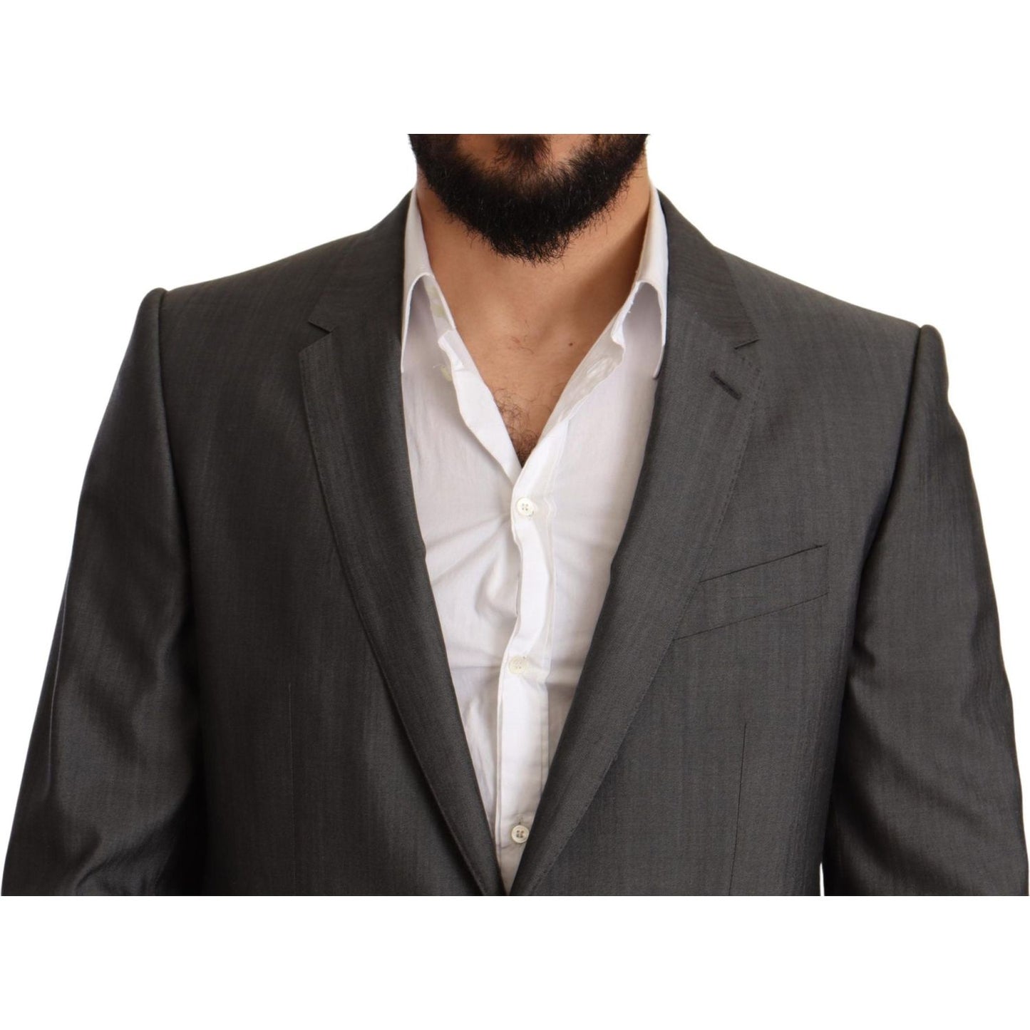 Dolce & Gabbana Elegant Martini Slim-Fit Wool Silk Suit Suit Dolce & Gabbana Dark Slate Gray