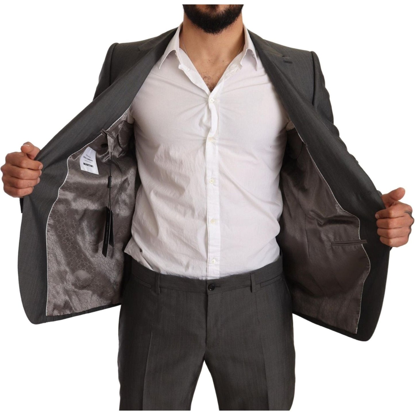 Dolce & Gabbana Elegant Martini Slim-Fit Wool Silk Suit Suit Dolce & Gabbana Dark Slate Gray