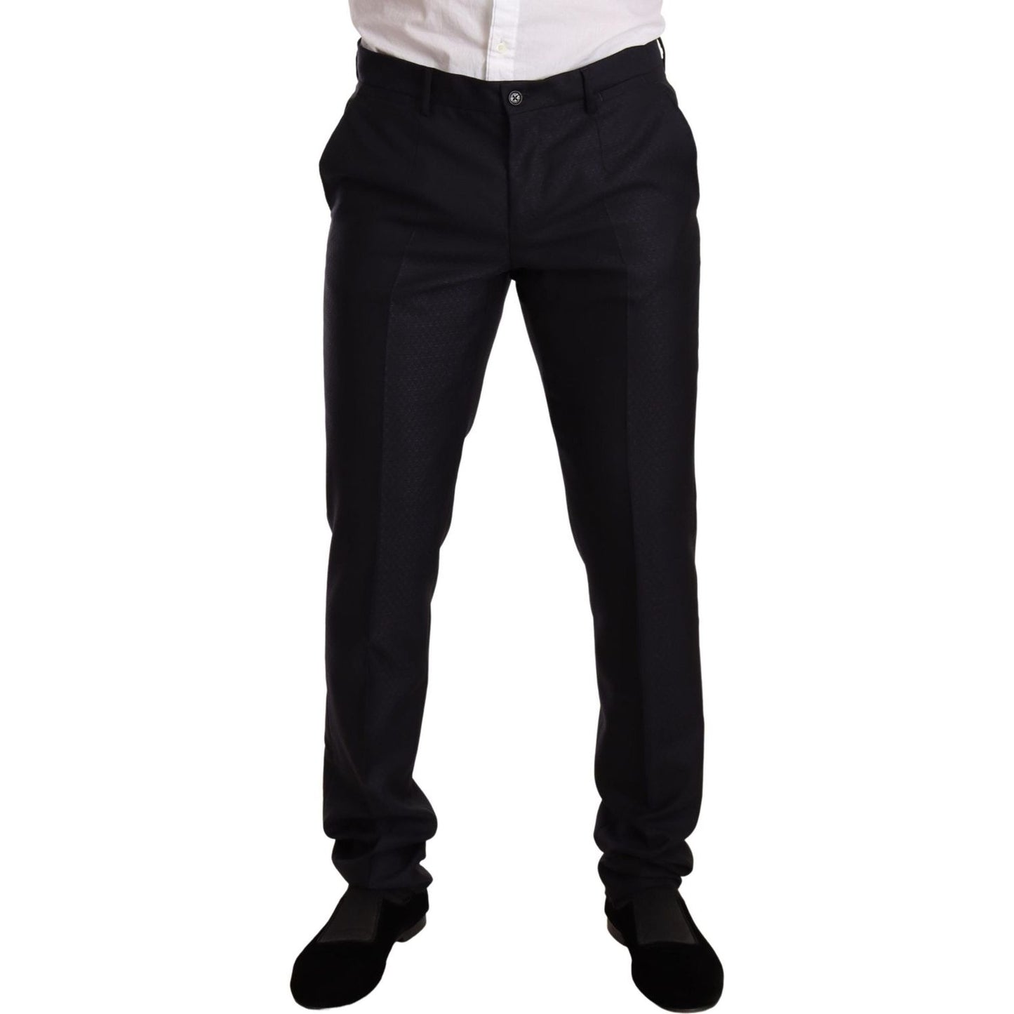 Dolce & Gabbana Elegant Slim Fit Jacquard Suit in Blue Suit Dolce & Gabbana Black