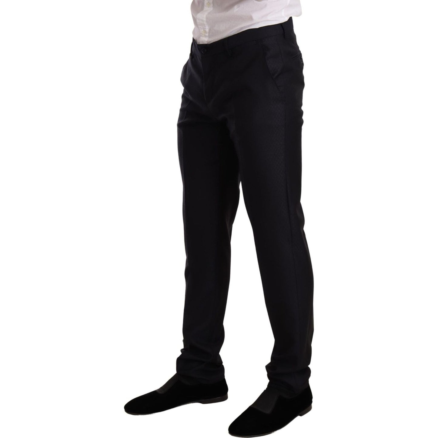 Dolce & Gabbana Elegant Slim Fit Jacquard Suit in Blue Suit Dolce & Gabbana Black