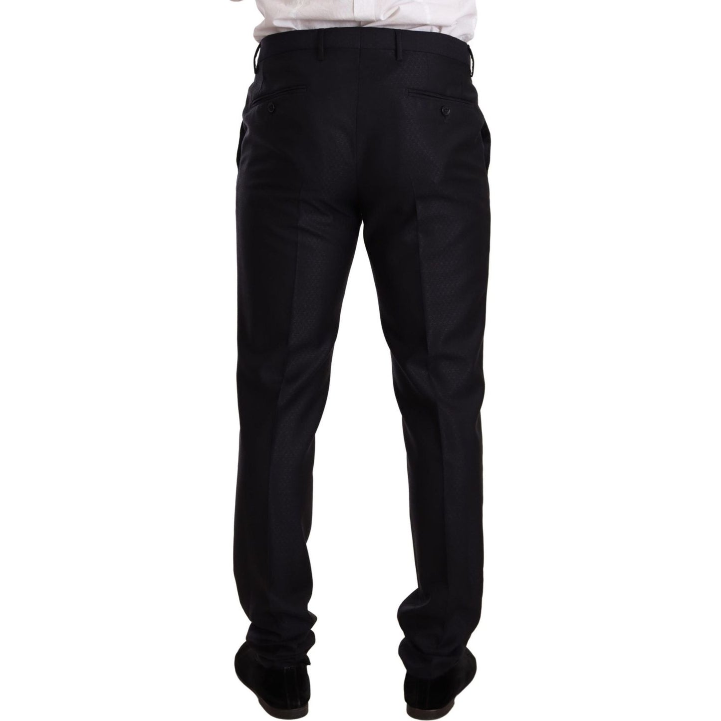 Dolce & Gabbana Elegant Slim Fit Jacquard Suit in Blue Suit Dolce & Gabbana Black
