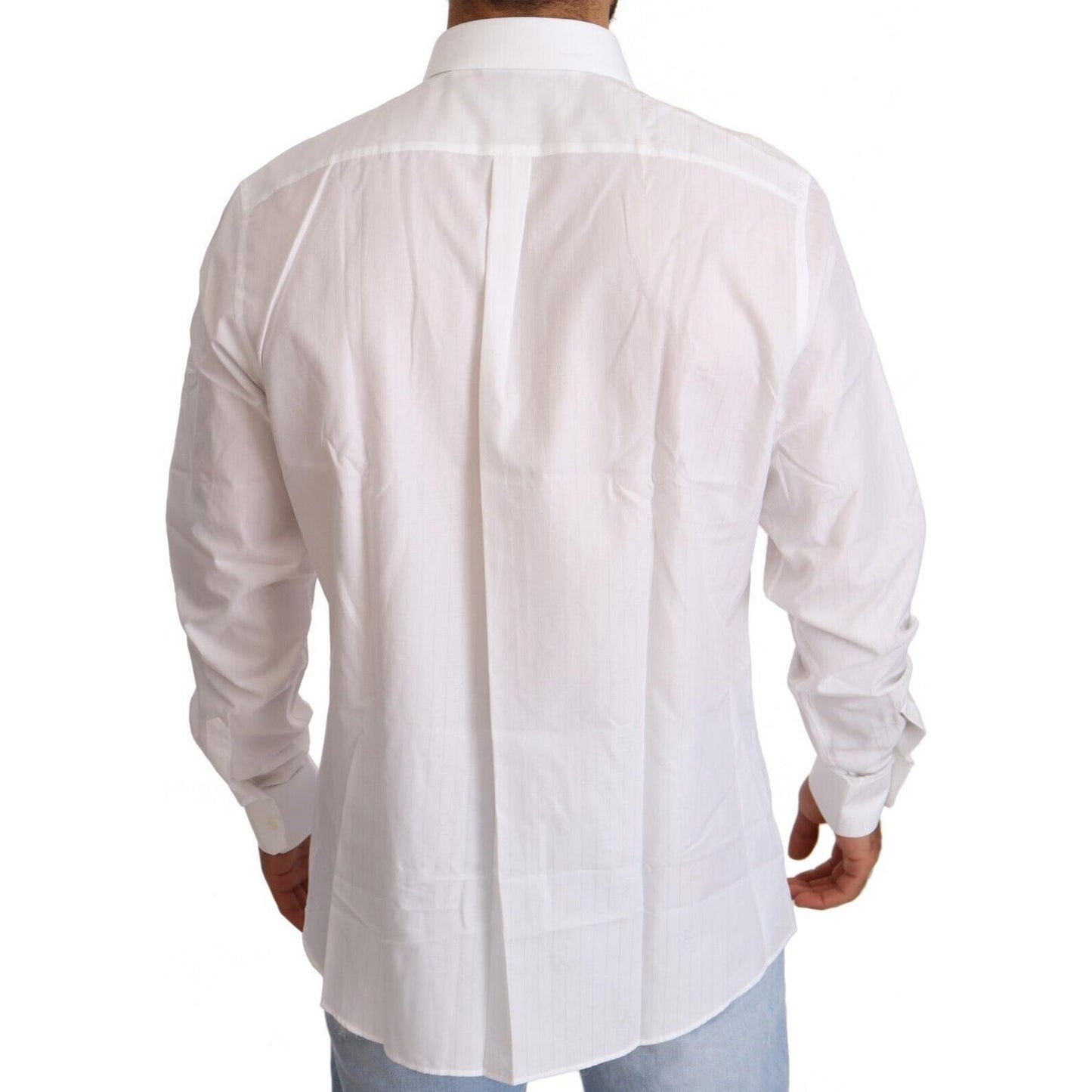 Dolce & Gabbana White Cotton Martini Fit Shirt MAN SHIRTS Dolce & Gabbana Light Gray