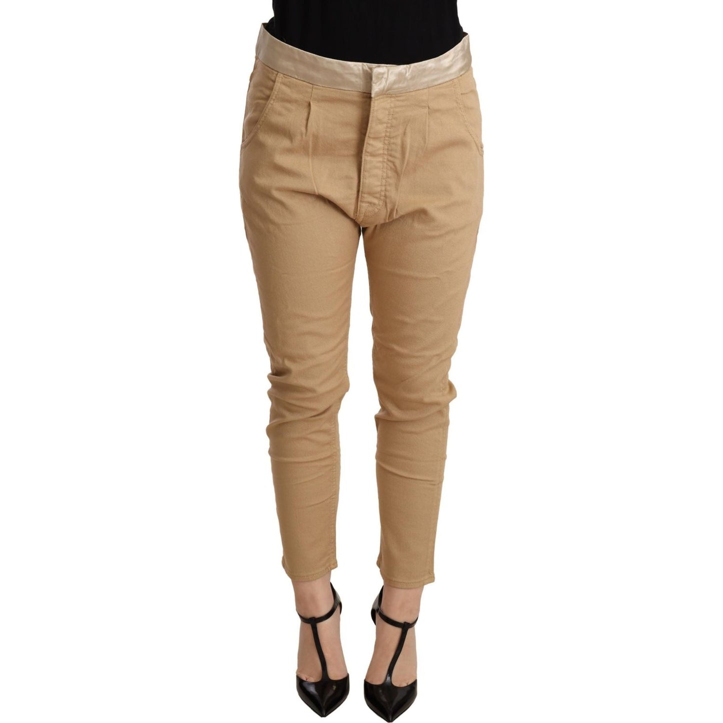 CYCLE Beige Mid Waist Slim Fit Skinny Pants WOMAN TROUSERS CYCLE Rosy Brown