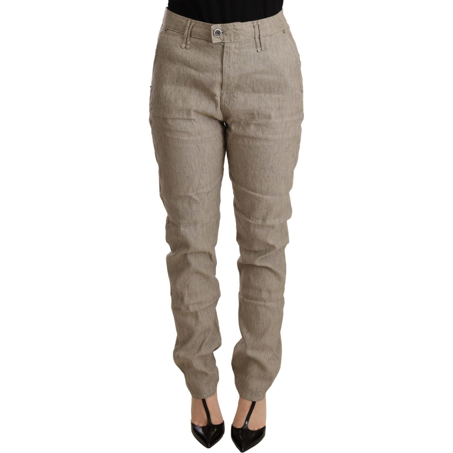 CYCLE Chic Beige Mid Waist Baggy Pants for Sophisticated Style WOMAN TROUSERS CYCLE Dim Gray
