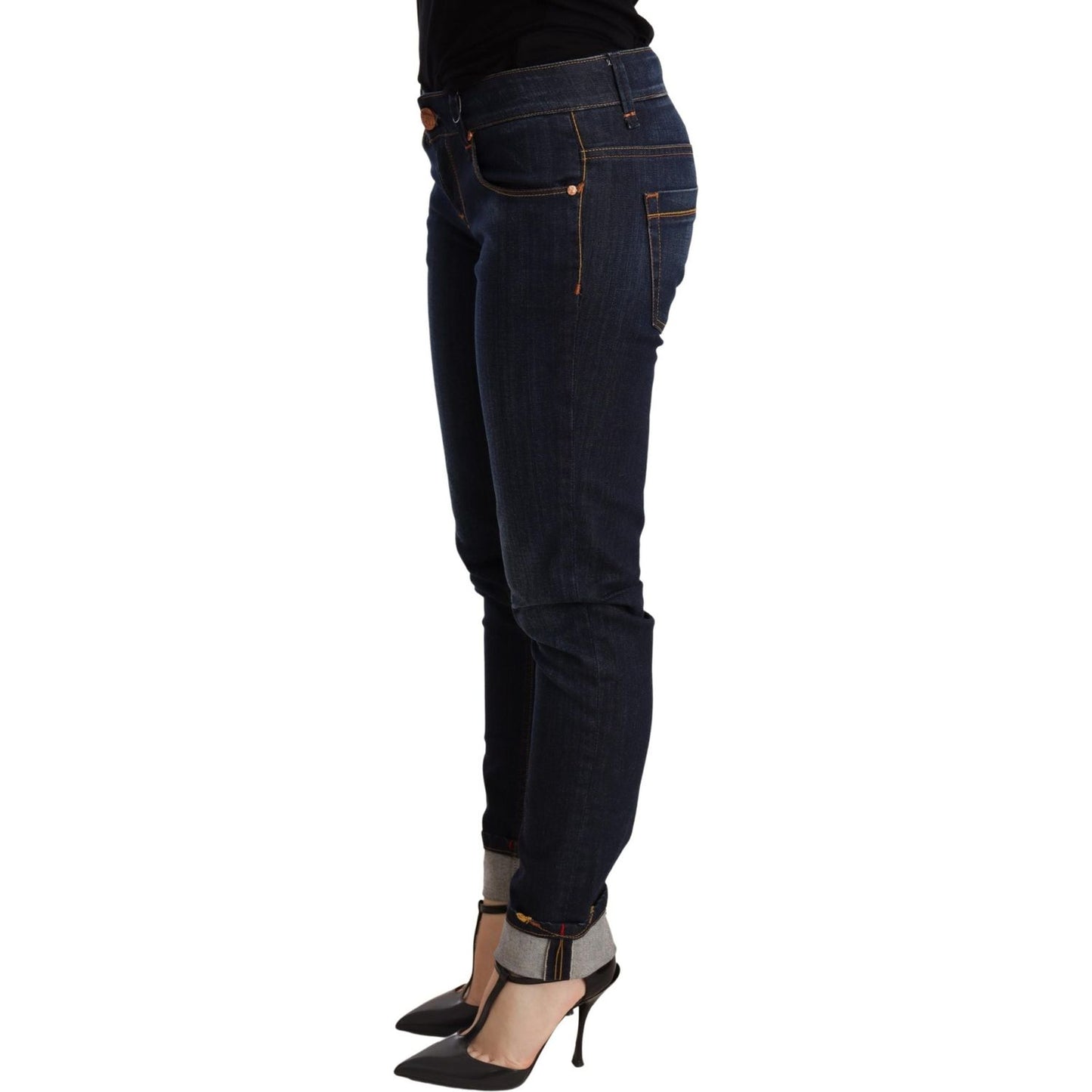 Acht Chic Dark Blue Skinny Jeans WOMAN TROUSERS Acht Black