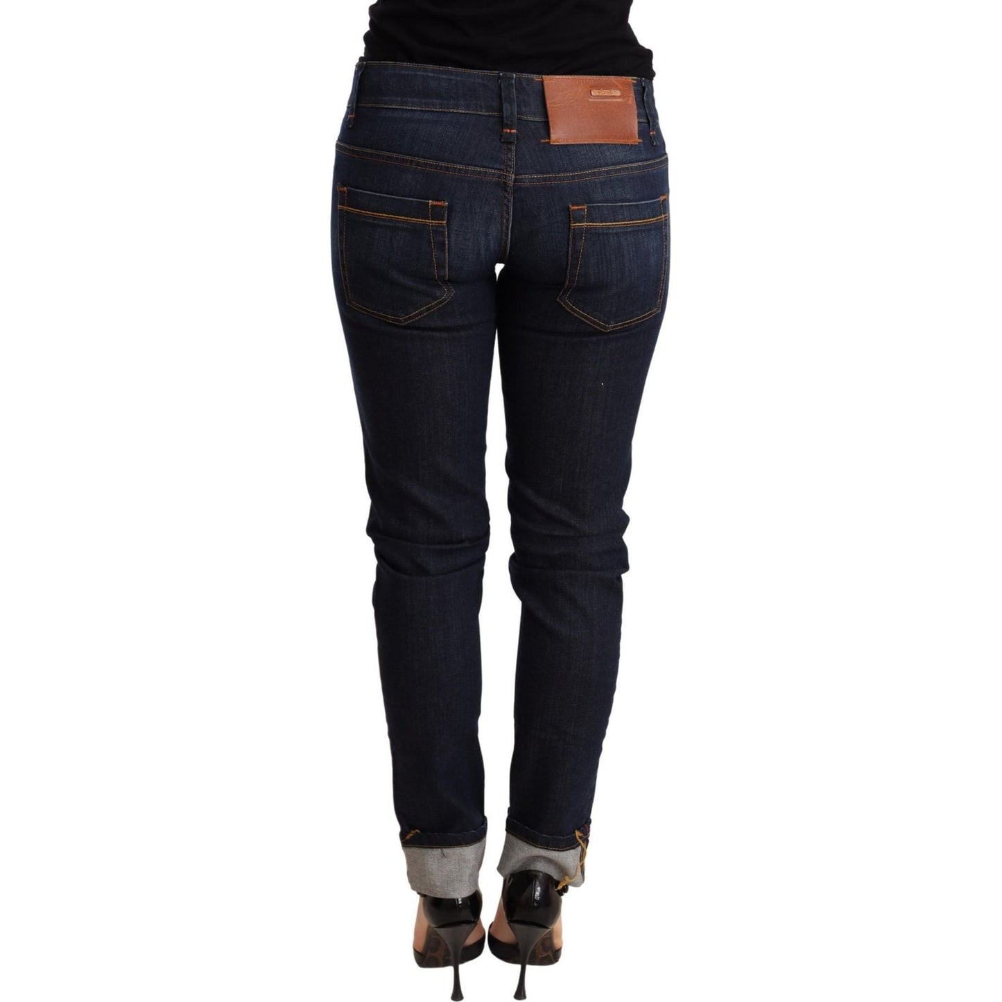 Acht Chic Dark Blue Skinny Jeans WOMAN TROUSERS Acht Black