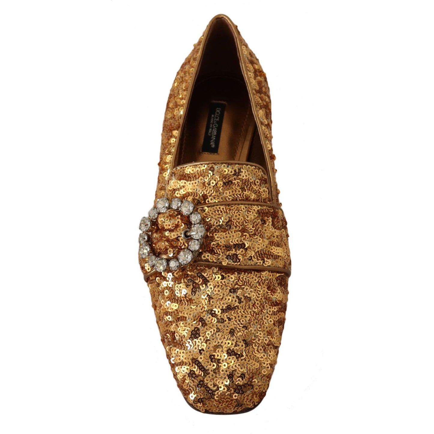 Dolce & Gabbana Elegant Gold Sequin Crystal Flats Dolce & Gabbana Sienna