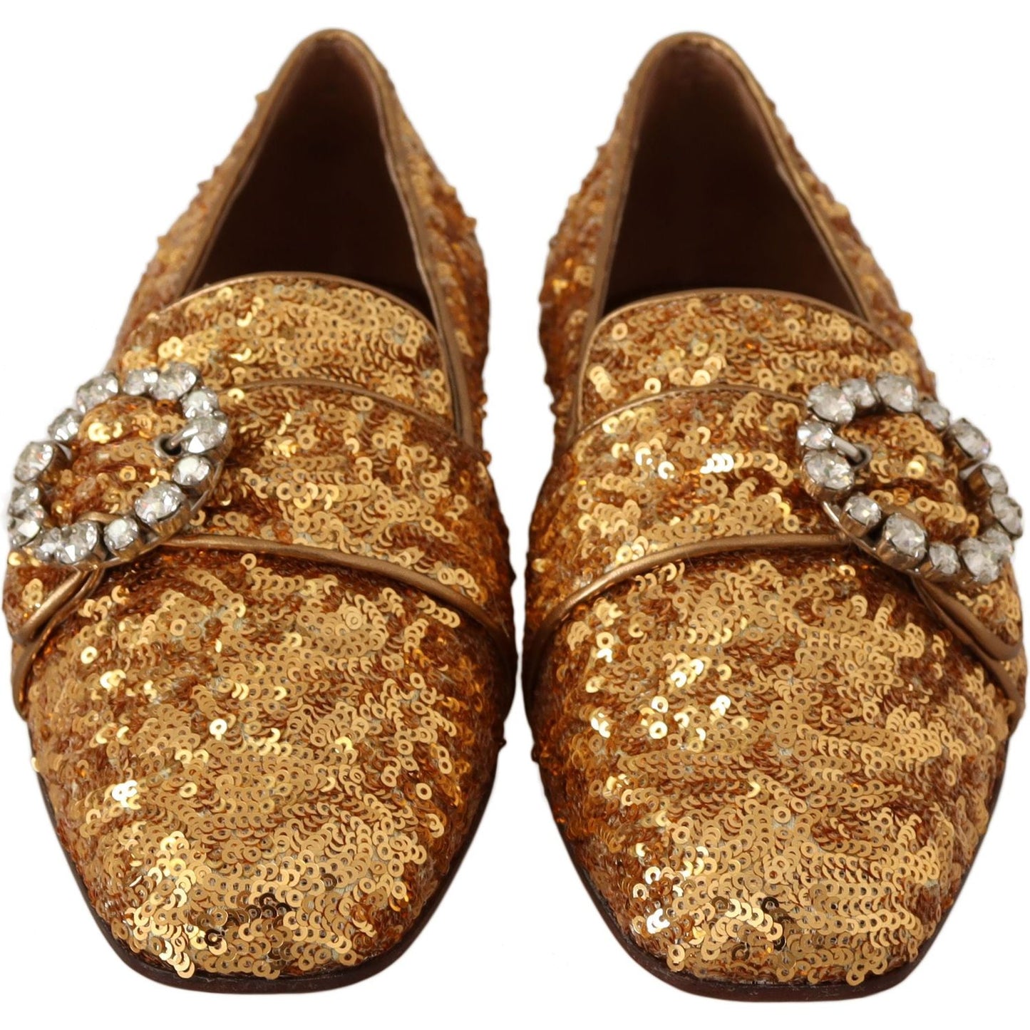Dolce & Gabbana Elegant Gold Sequin Crystal Flats Dolce & Gabbana Sienna