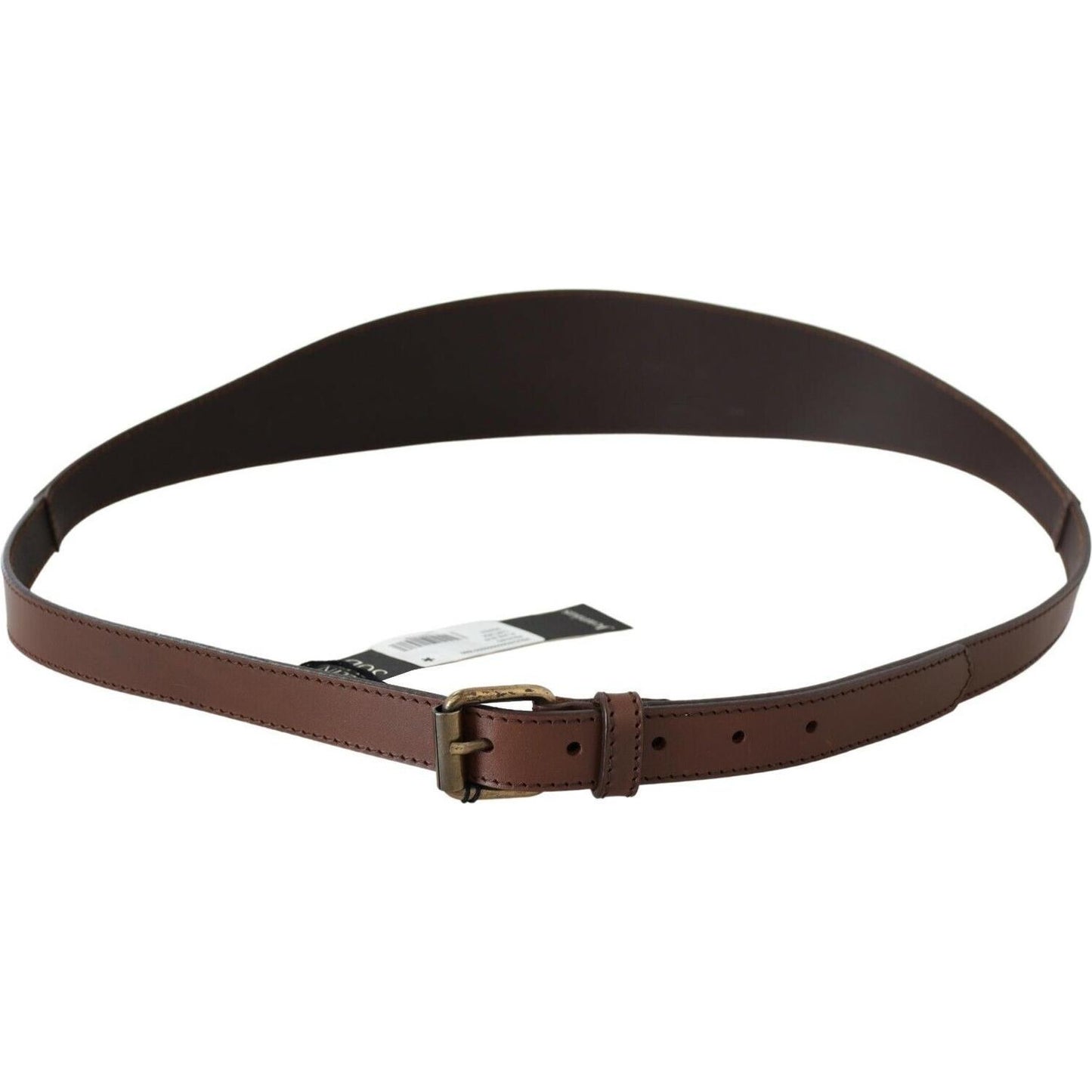 PLEIN SUD Chic Brown Leather Fashion Belt with Bronze-Tone Hardware WOMAN BELTS PLEIN SUD Dark Slate Gray