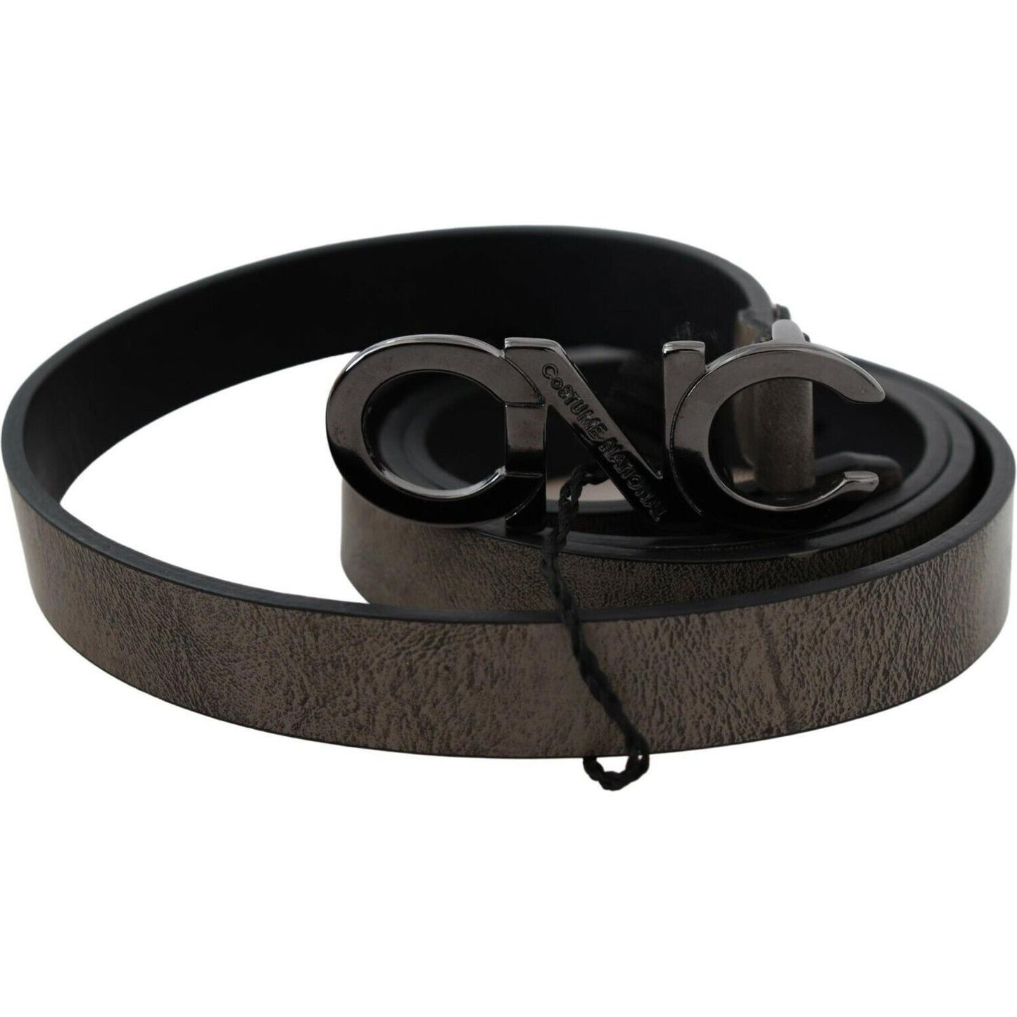 Costume National Elegant Dark Brown Leather Belt Costume National Dark Slate Gray