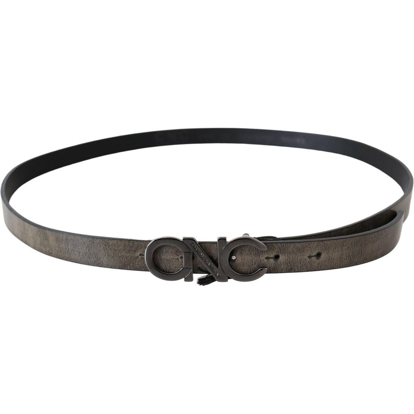 Costume National Elegant Dark Brown Leather Belt Costume National Dark Slate Gray