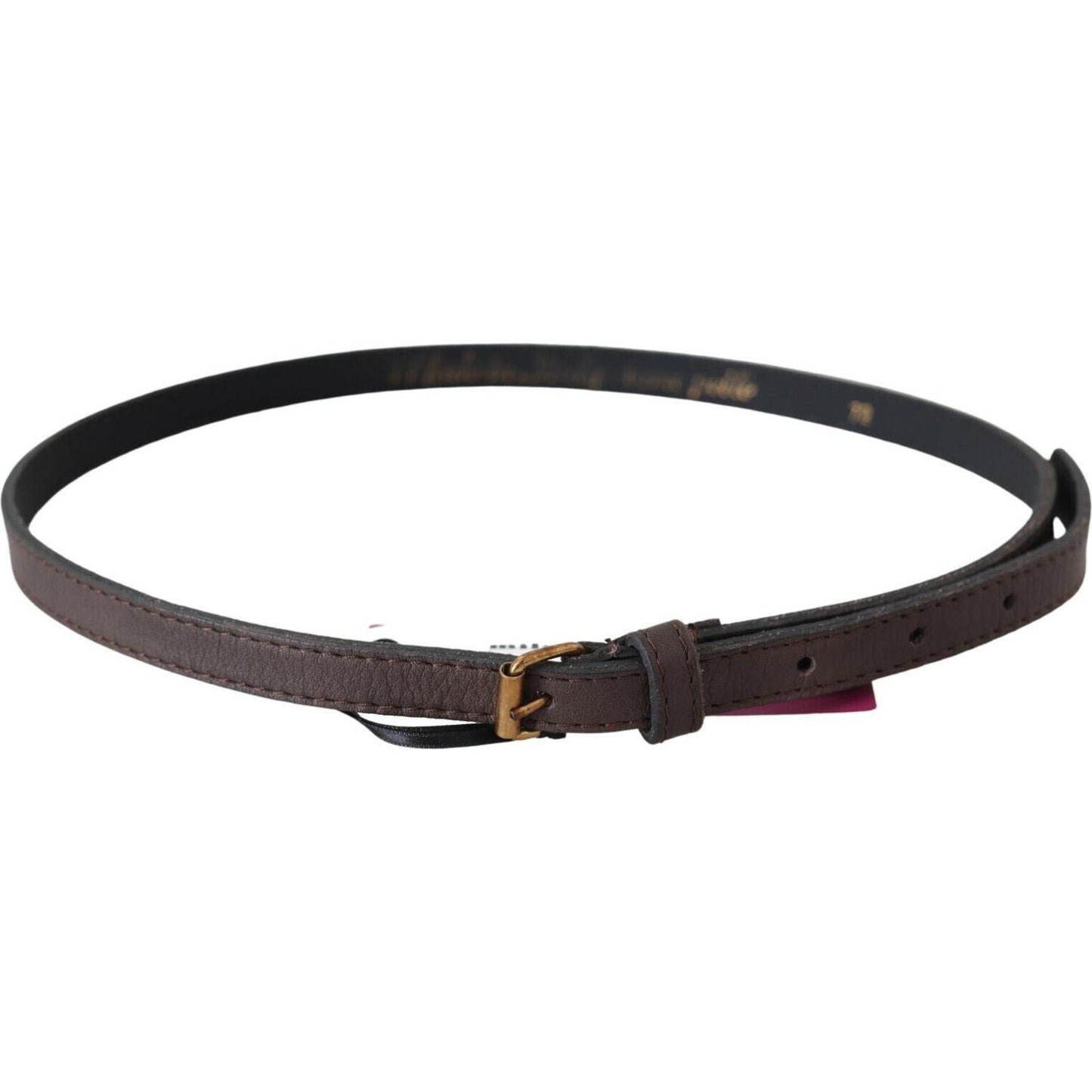MILA SCHÖN Elegant Brown Leather Fashion Belt with Gold-Tone Buckle MILA SCHÖN Dark Slate Gray