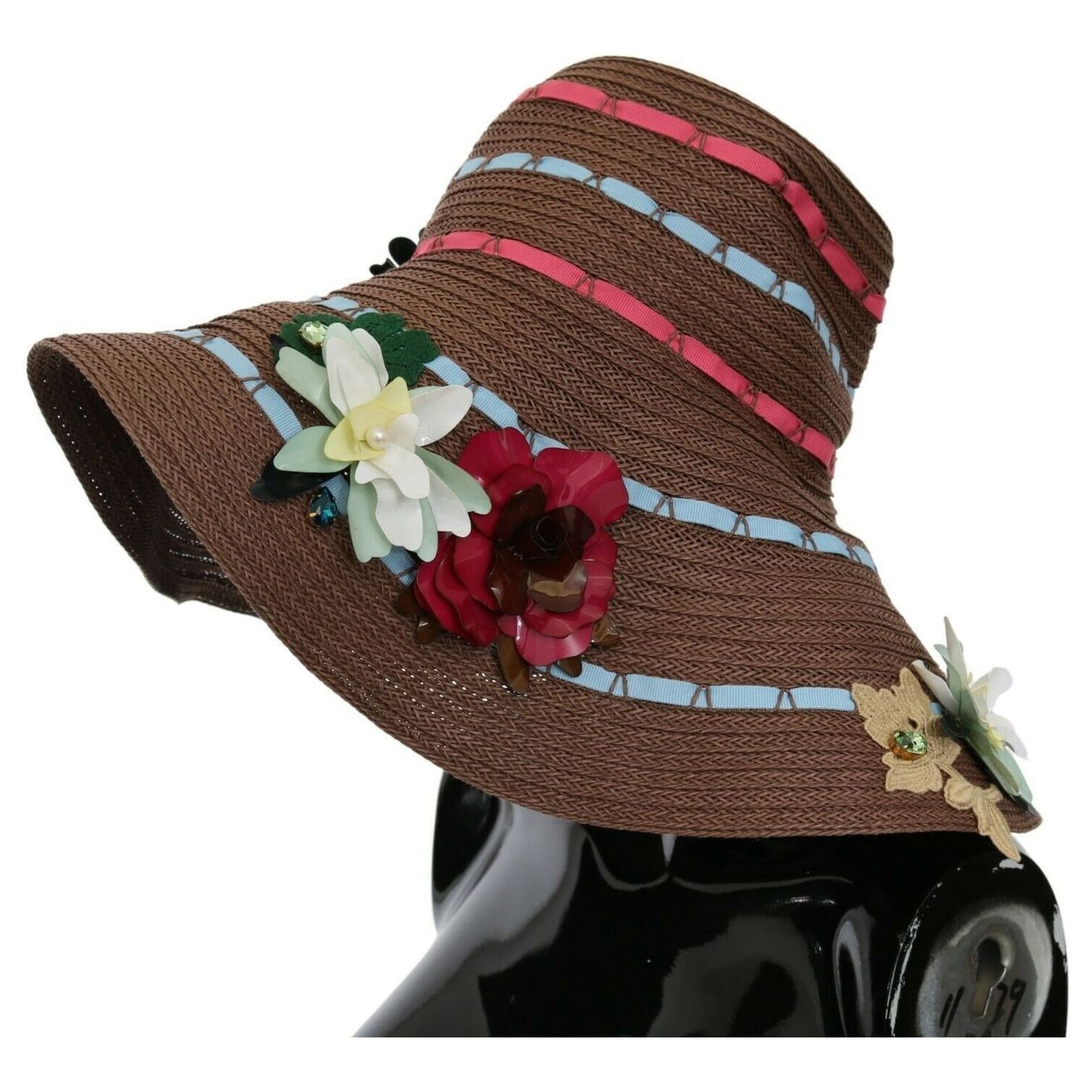 Dolce & Gabbana Elegant Floppy Floral Wide Brim Hat WOMAN HATS Dolce & Gabbana Dark Slate Gray