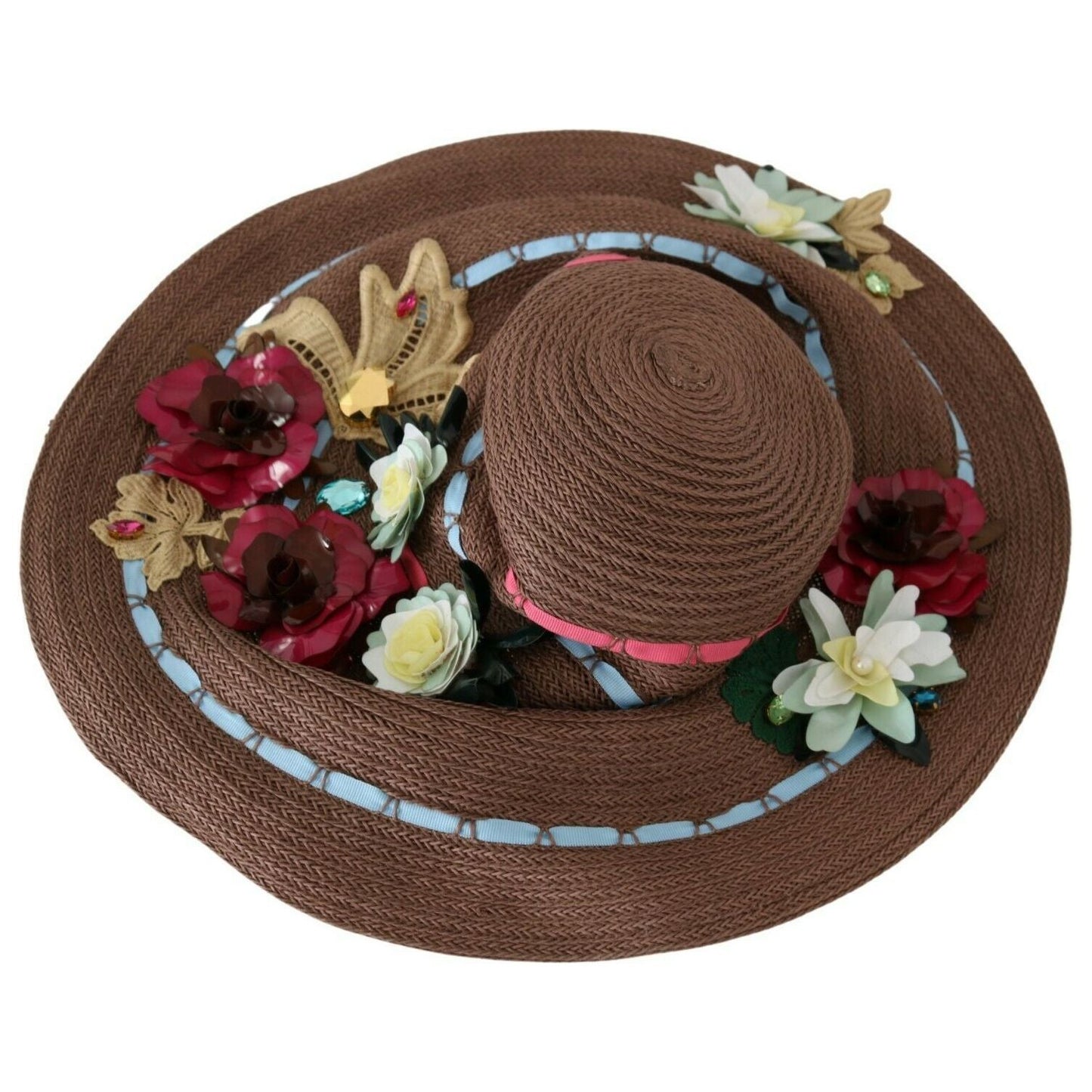 Dolce & Gabbana Elegant Floppy Floral Wide Brim Hat WOMAN HATS Dolce & Gabbana Dark Olive Green