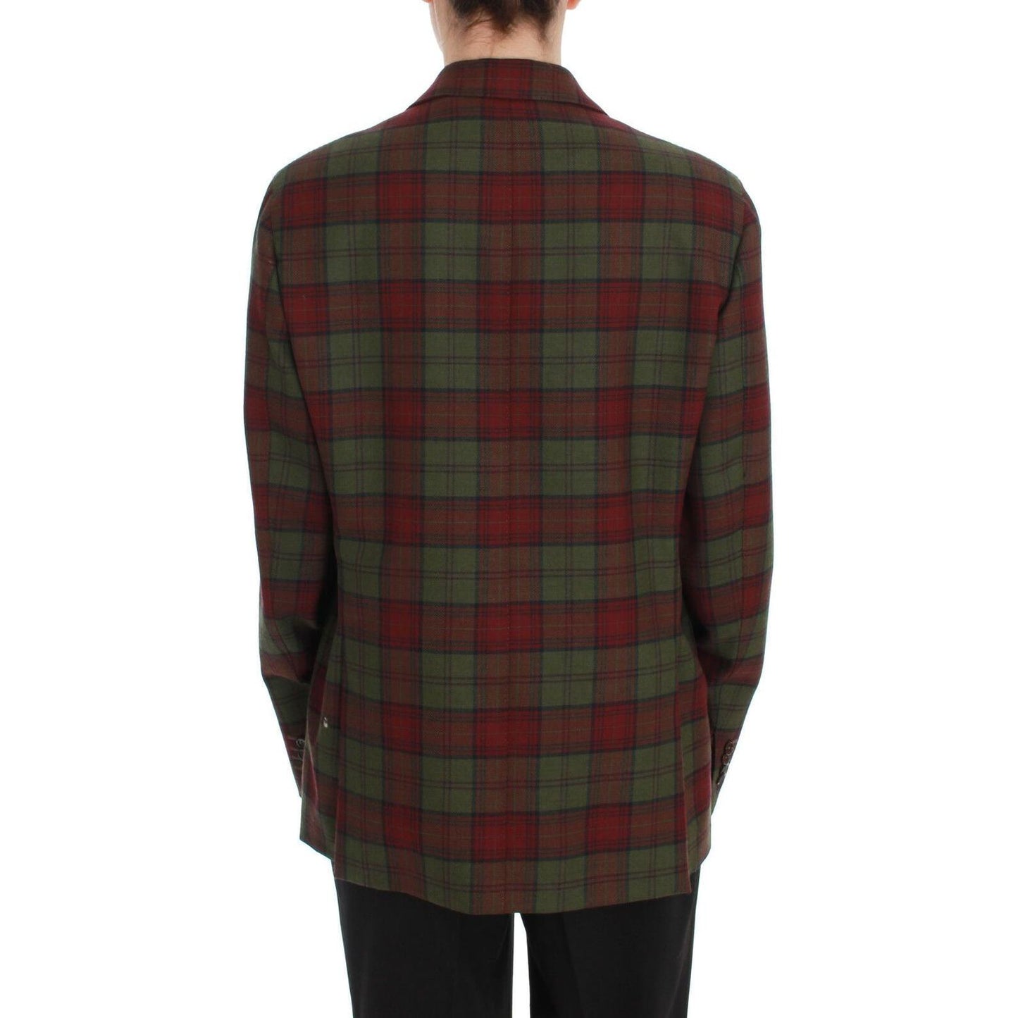 BENCIVENGA Elegant Checkered Double-Breasted Wool Blazer Blazer Jacket BENCIVENGA Dark Slate Gray