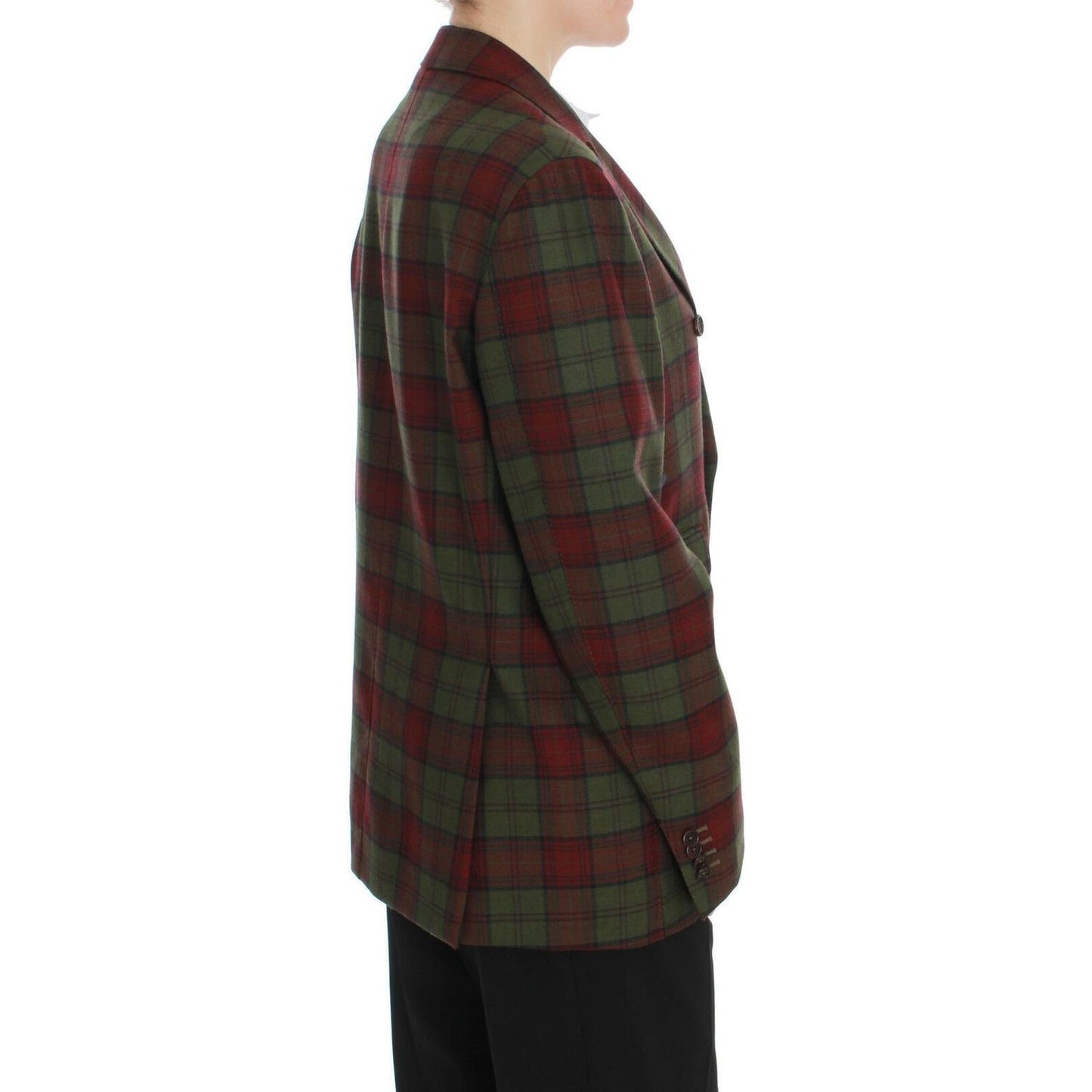 BENCIVENGA Elegant Checkered Double-Breasted Wool Blazer Blazer Jacket BENCIVENGA Dark Slate Gray