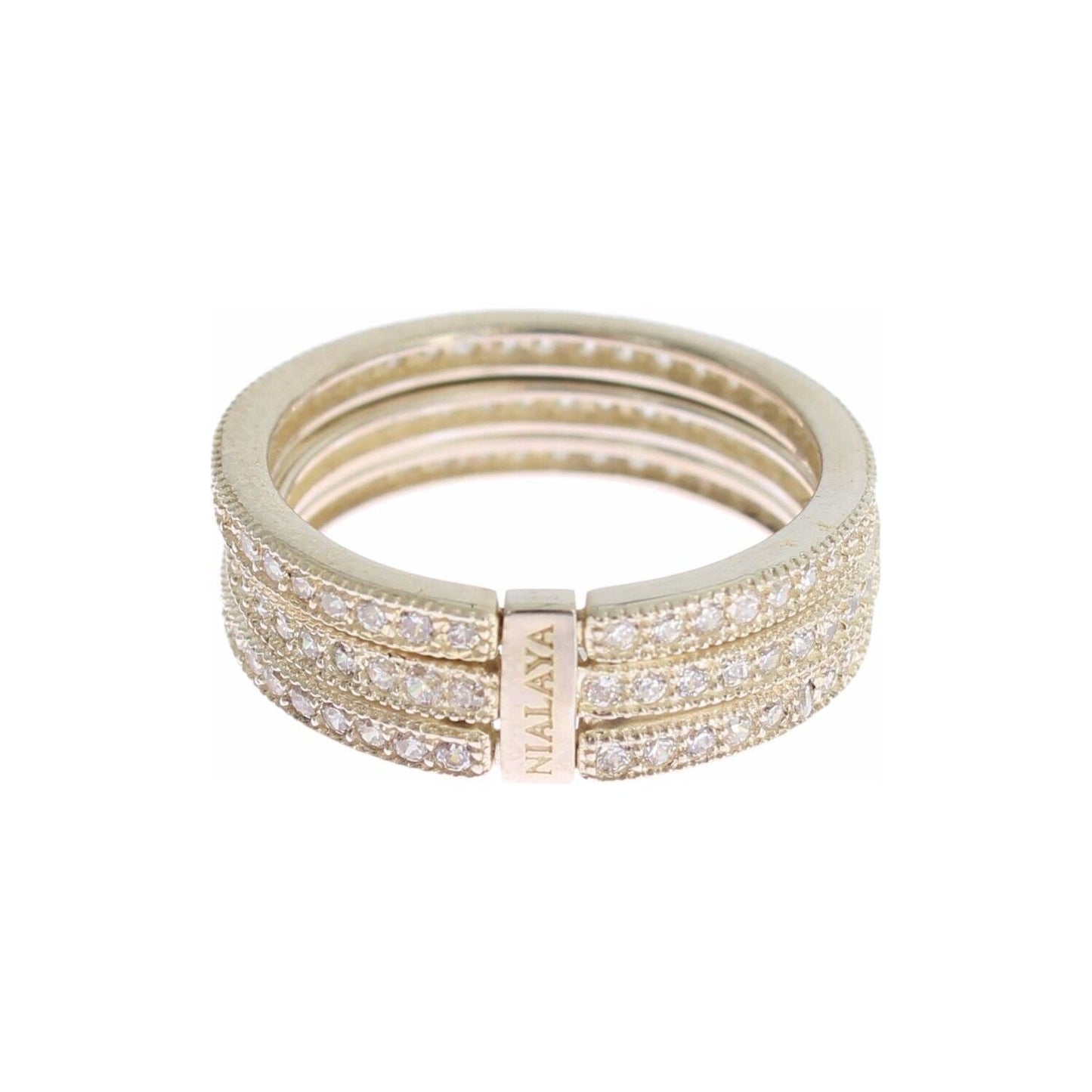 Nialaya Dazzling Sterling Silver CZ Crystal Ring Ring Nialaya Light Gray