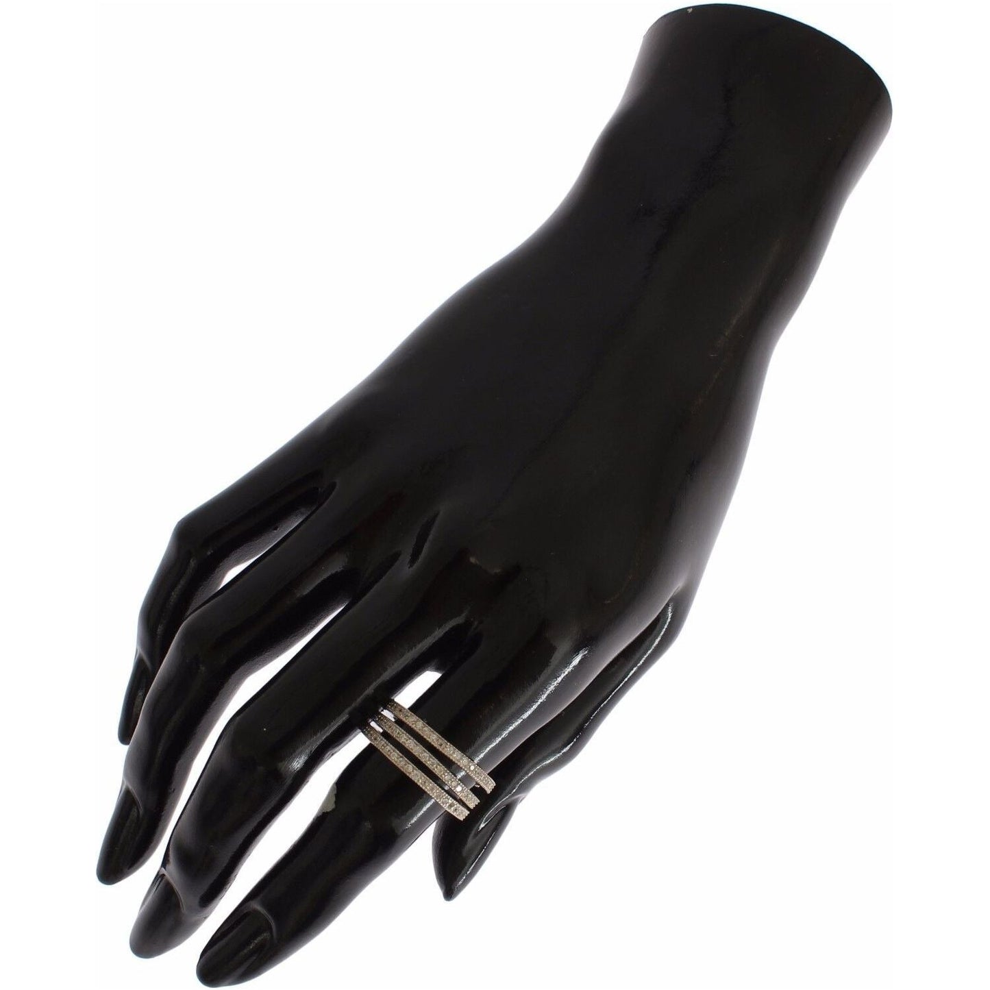 Nialaya Dazzling Sterling Silver CZ Crystal Ring Ring Nialaya Black
