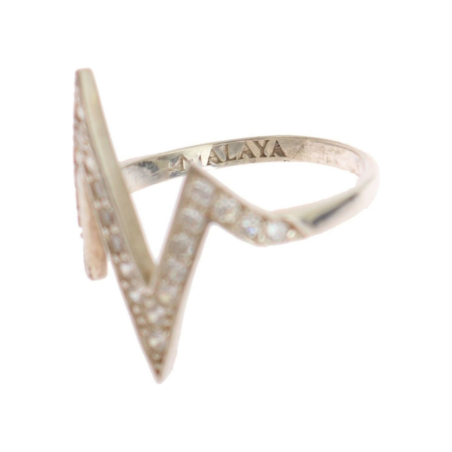 Nialaya Radiant Silver Crystal Encrusted Ring Ring Nialaya Gray