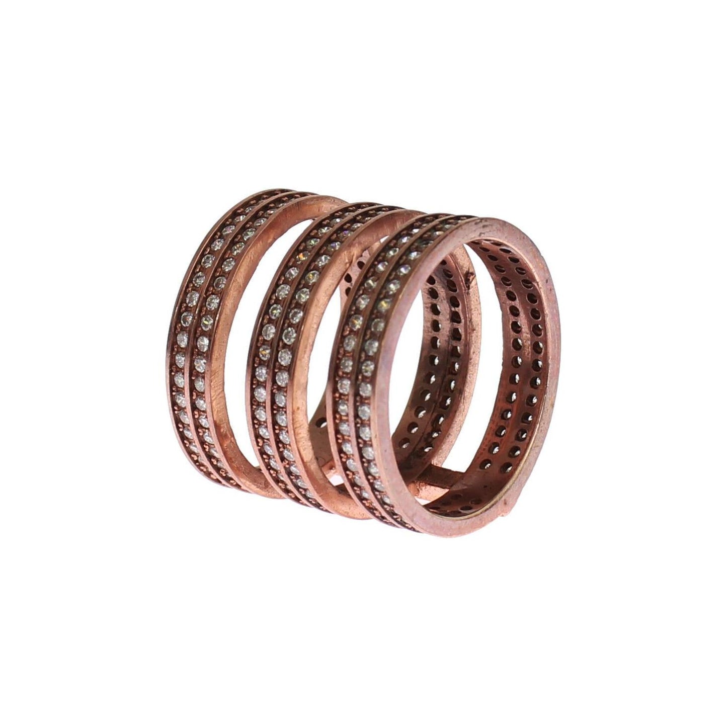 Nialaya Dazzling Pink Gold Plated CZ Crystal Ring Ring Nialaya Dim Gray