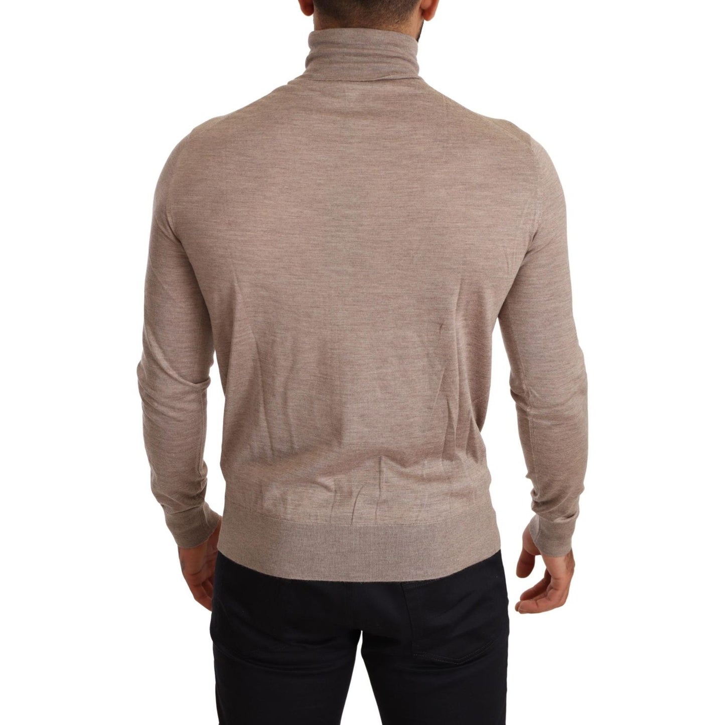 Dolce & Gabbana Beige Turtleneck Cashmere-Silk Blend Sweater Dolce & Gabbana Rosy Brown