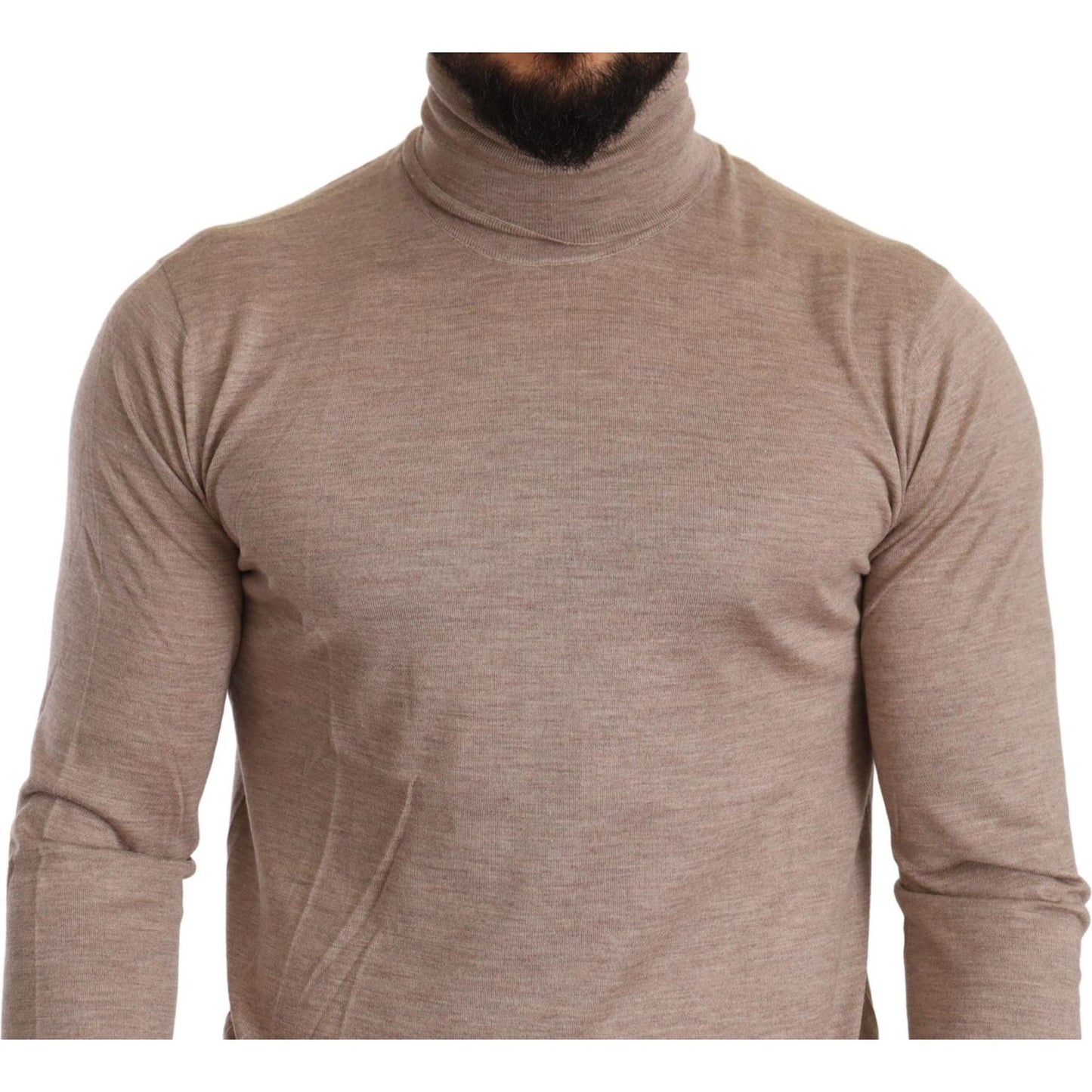 Dolce & Gabbana Beige Turtleneck Cashmere-Silk Blend Sweater Dolce & Gabbana Rosy Brown