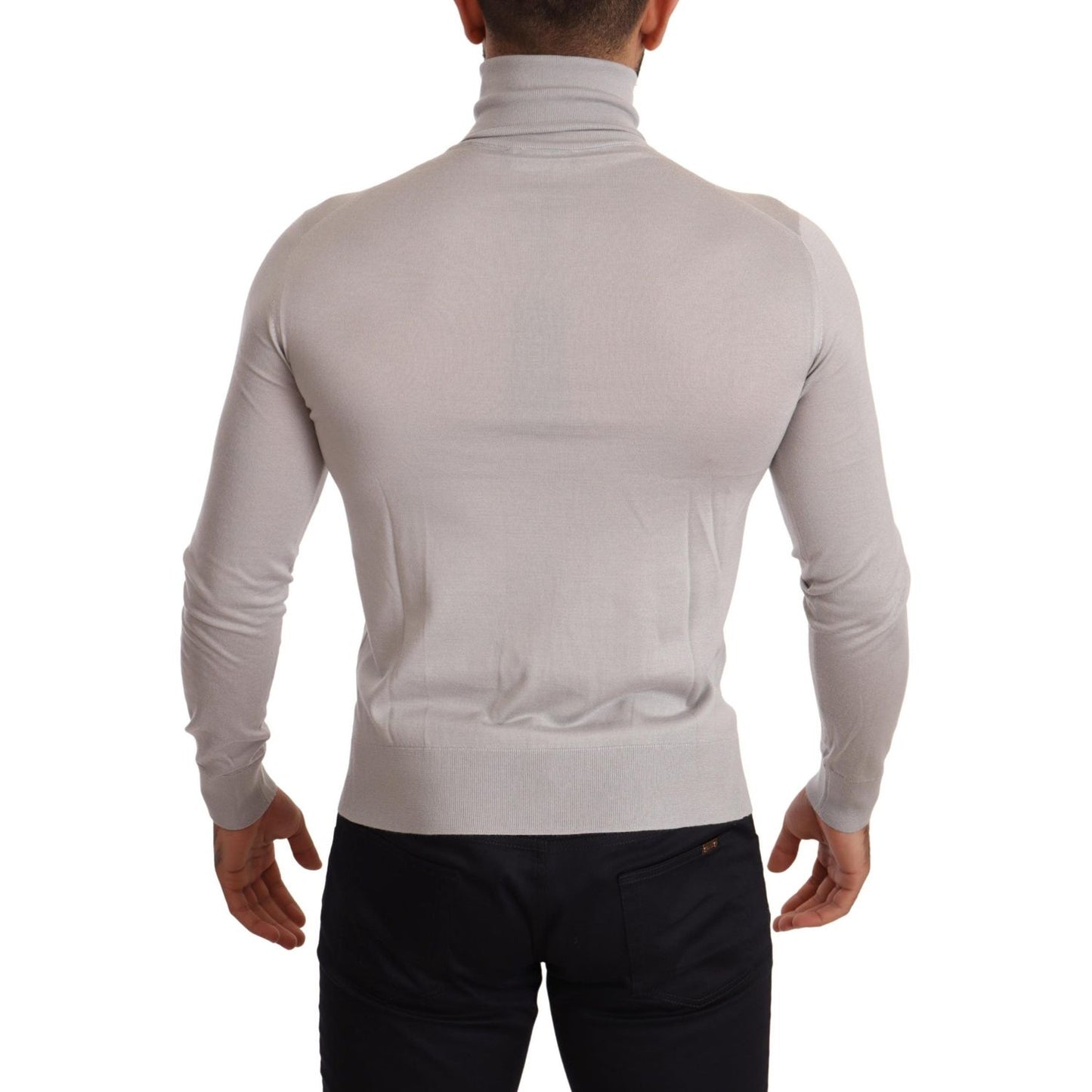 Dolce & Gabbana Elegant Cashmere-Silk Blend Turtleneck Dolce & Gabbana Dark Gray
