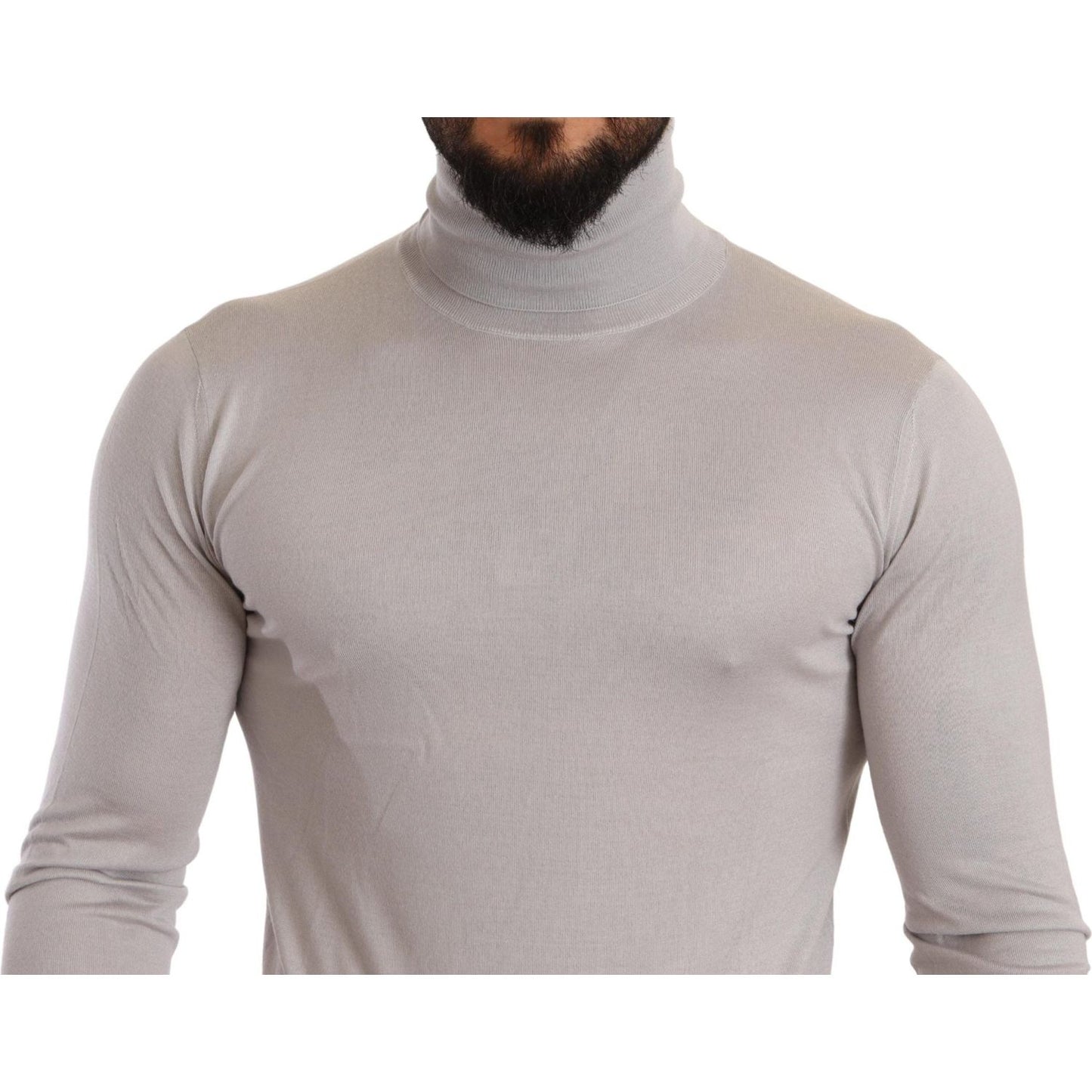 Dolce & Gabbana Elegant Cashmere-Silk Blend Turtleneck Dolce & Gabbana Dark Gray