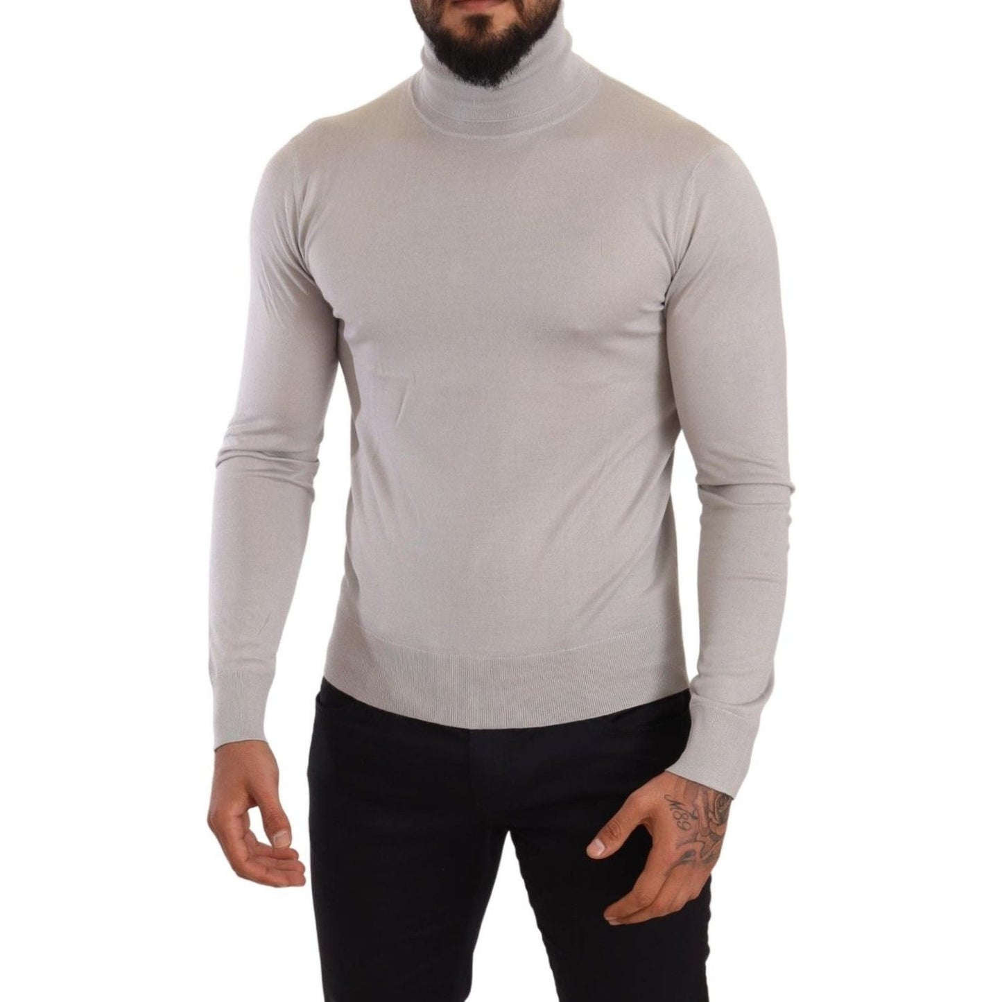 Dolce & Gabbana Elegant Cashmere-Silk Blend Turtleneck Dolce & Gabbana Dark Gray