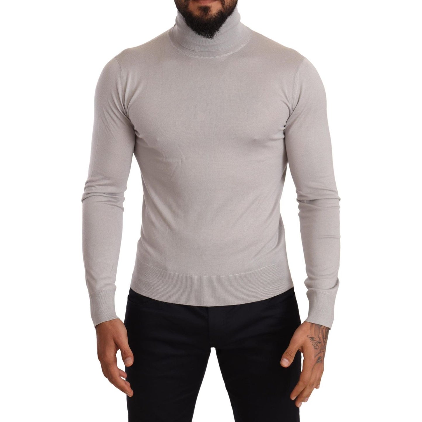 Dolce & Gabbana Elegant Cashmere-Silk Blend Turtleneck Dolce & Gabbana Dark Gray