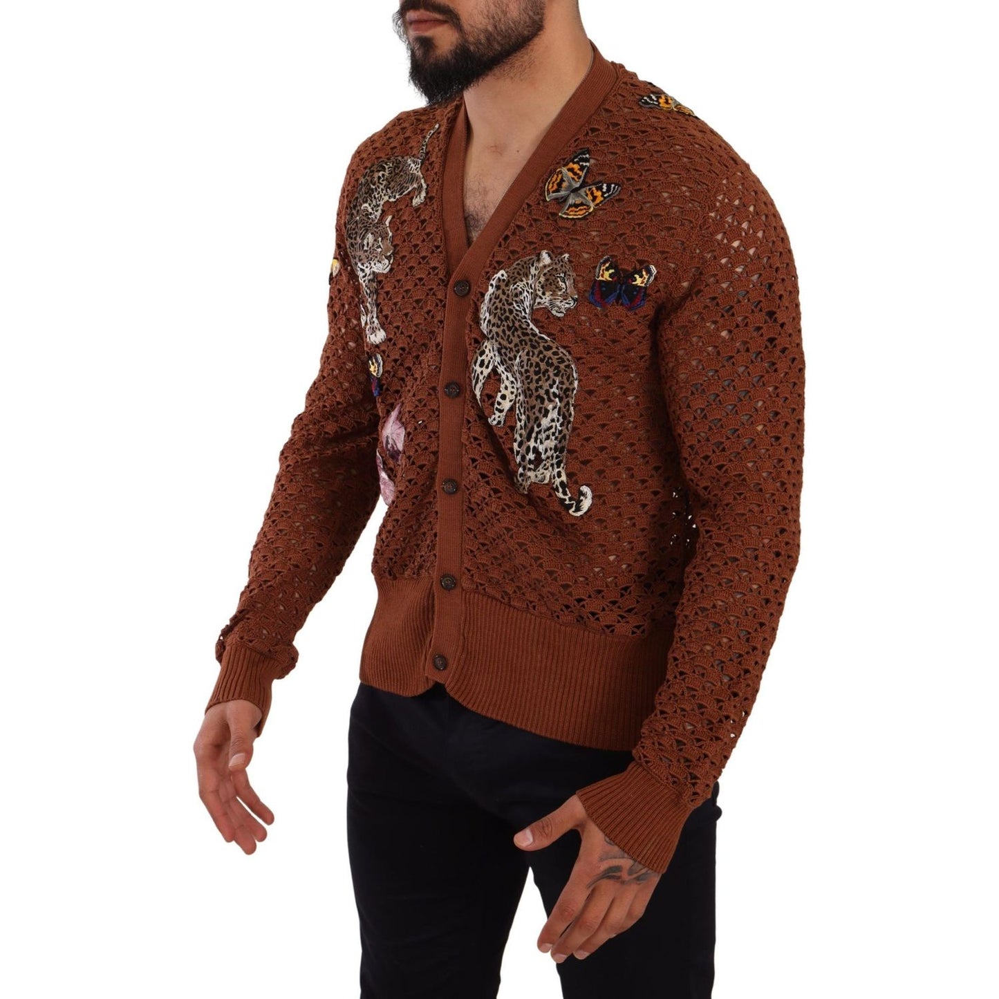 Dolce & Gabbana Refined Elegance Multicolor Embroidered Cardigan MAN SWEATERS Dolce & Gabbana Dark Slate Gray