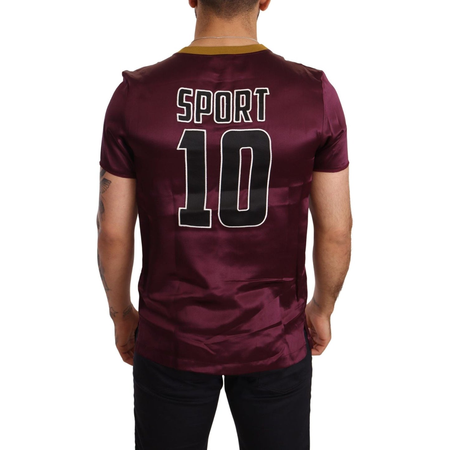 Dolce & Gabbana Elegant Purple Silk Short Sleeve T-Shirt Dolce & Gabbana Black