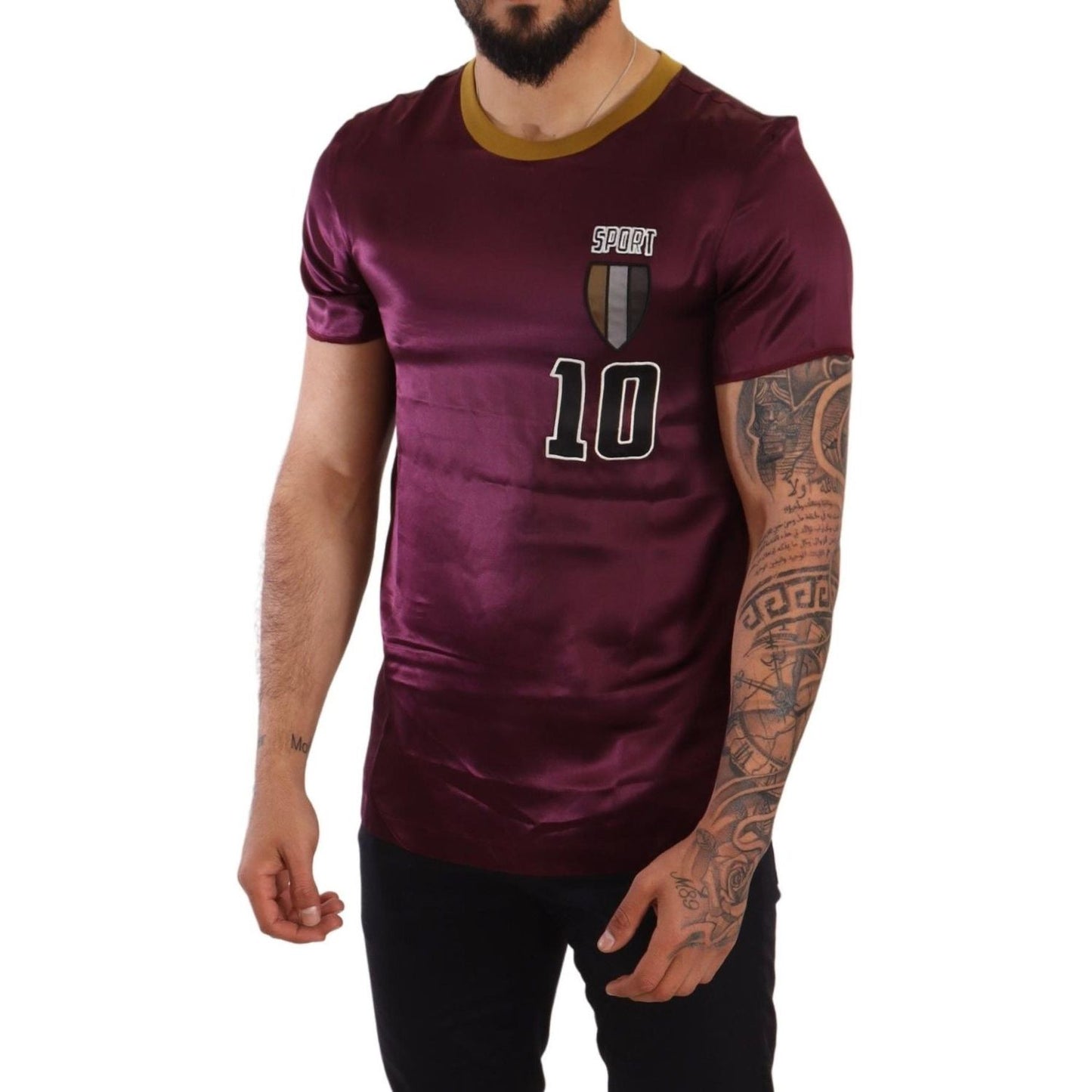 Dolce & Gabbana Elegant Purple Silk Short Sleeve T-Shirt Dolce & Gabbana Black