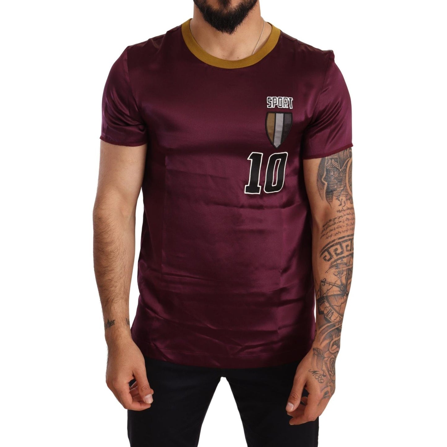 Dolce & Gabbana Elegant Purple Silk Short Sleeve T-Shirt Dolce & Gabbana Black