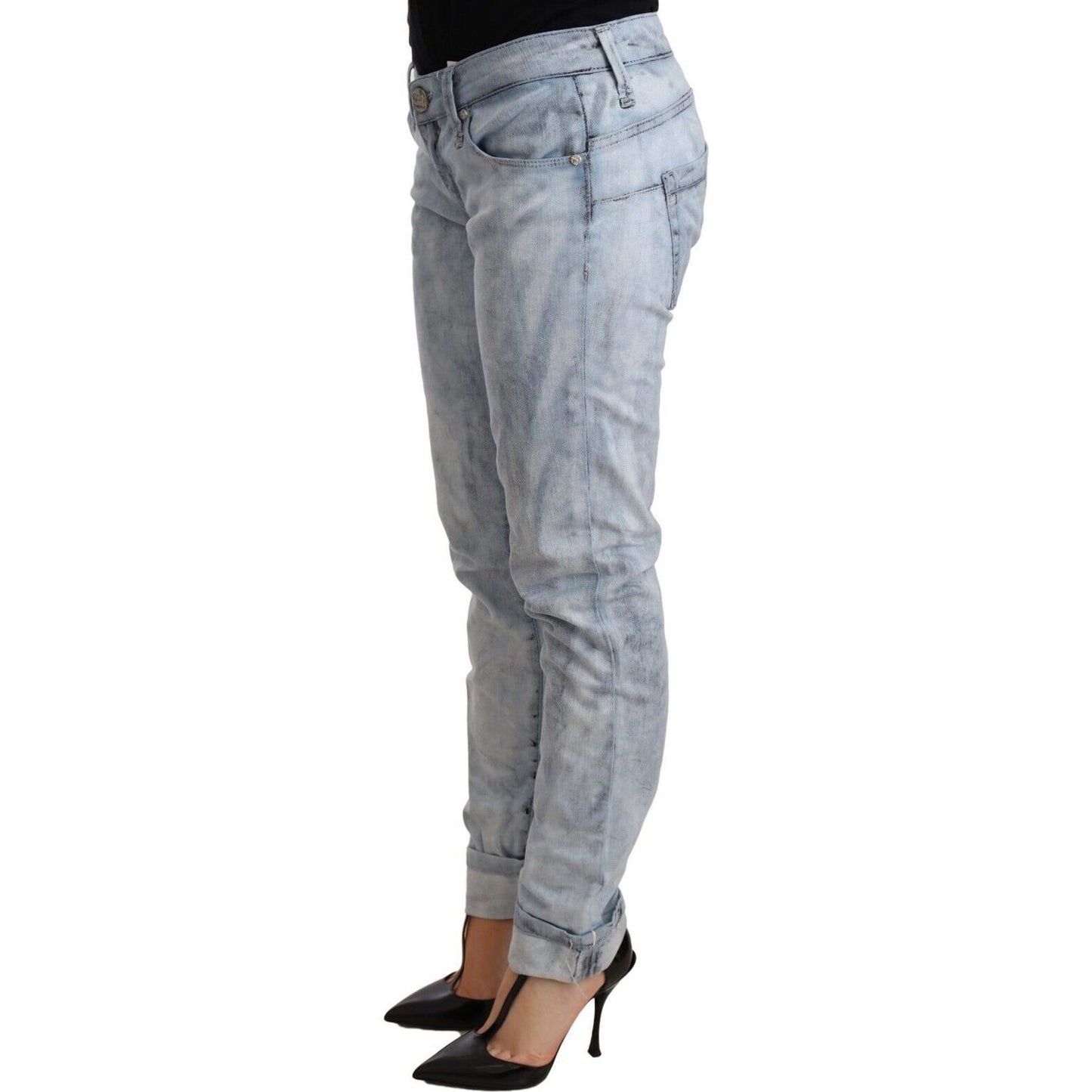 Acht Chic Light Blue Push Up Denim Jeans Jeans & Pants Acht Light Slate Gray
